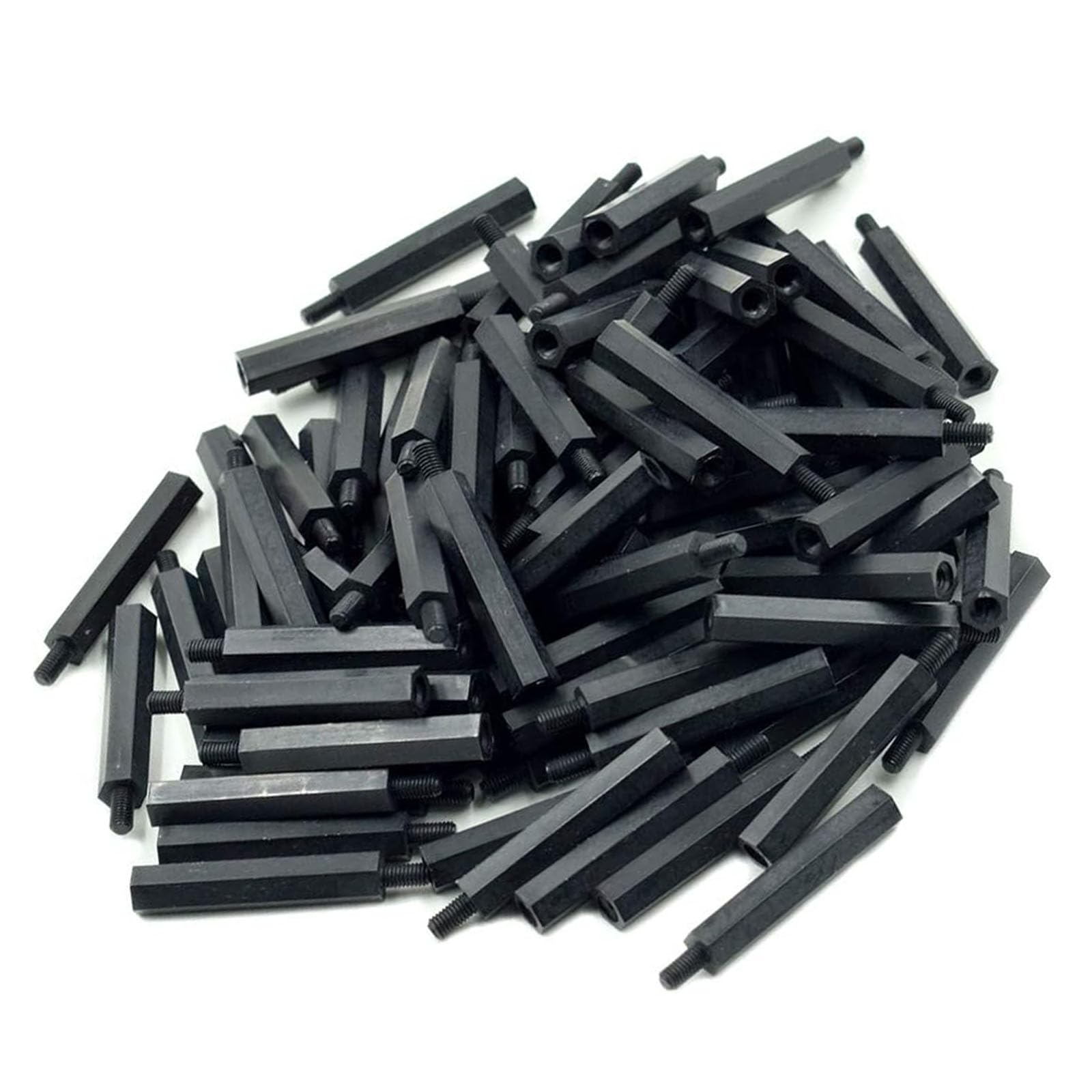 Entretoise hexagonale en Nylon M4, 100 pièces, noir, filetage 40-100mm, 6mm(M4x60+6mm)