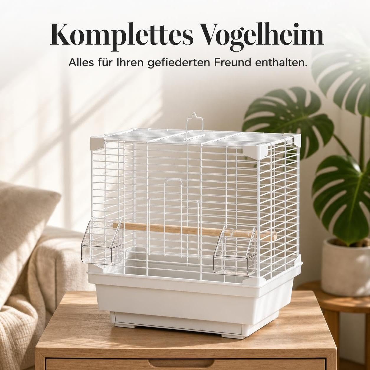 Sittichkäfig groß, Metall mit Panoramablick, für Tiliebhab, Style to 3, L-Groß