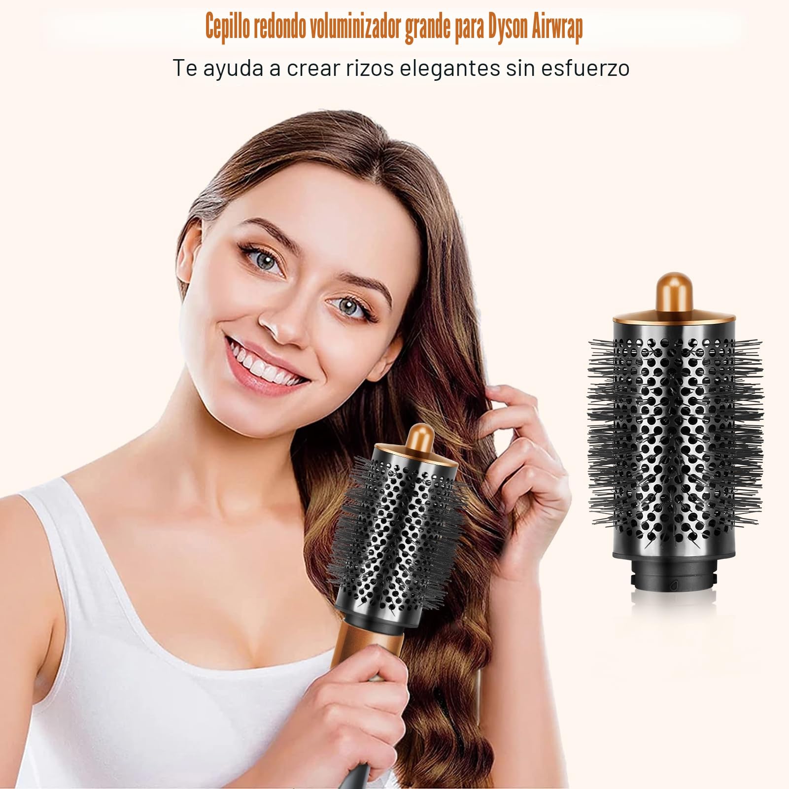 Cepillo redondo voluminizador mejorado para Dyson para accesorios Airwrap, cepillo voluminizador para pelo liso, dorado