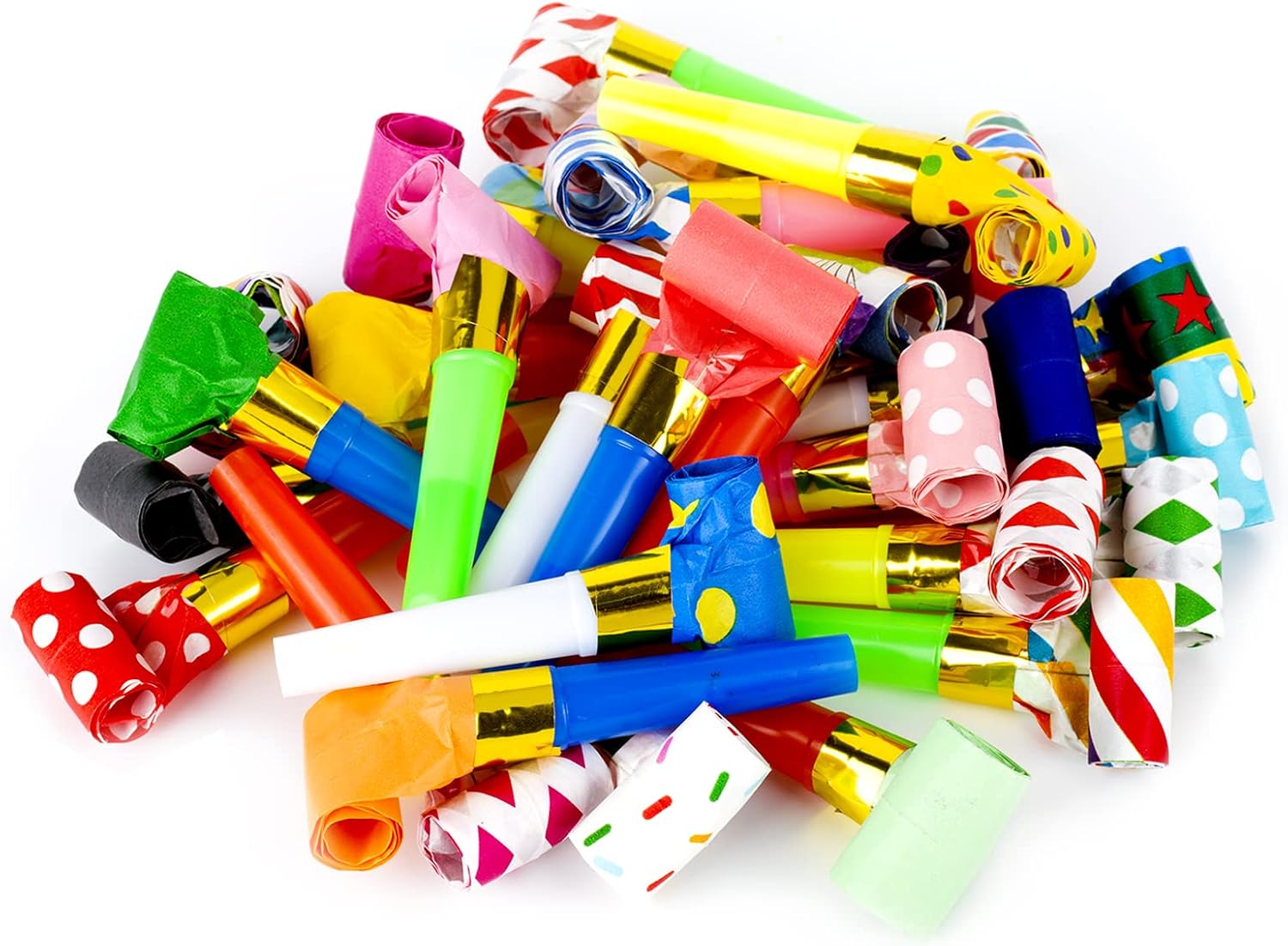 AWAVM 25PCS Colourful Whistles Blower, Party Blow Roll, Party Poppers