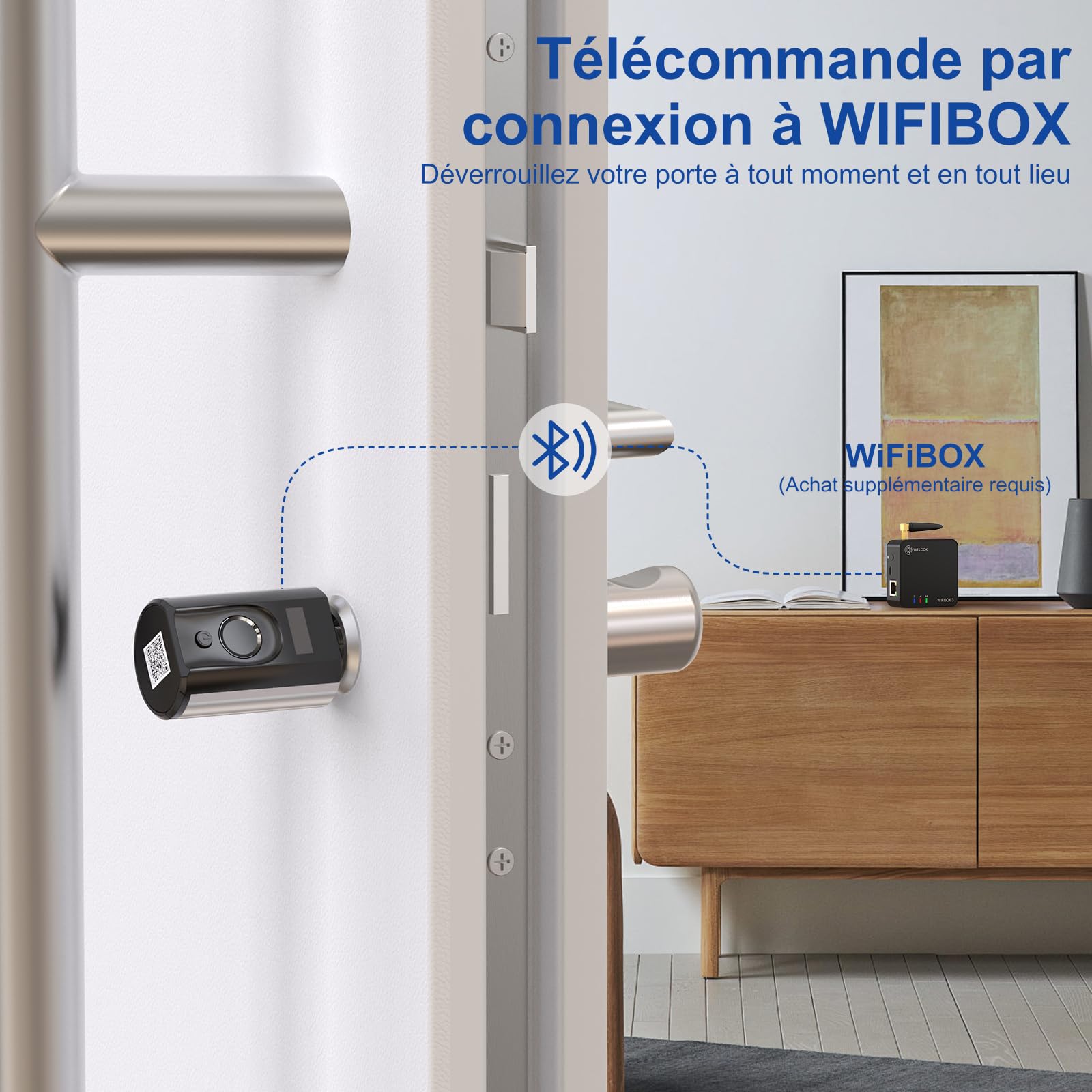 RUILON Touch63 Serrure connectée à empreinte digitale, cylindre biometrique | 40x30 Serrure biometrique porte d'entree avec 3 Cartes RFID, IP65, Intelligente, Portes 30-70 mm, Poignée avant amovible