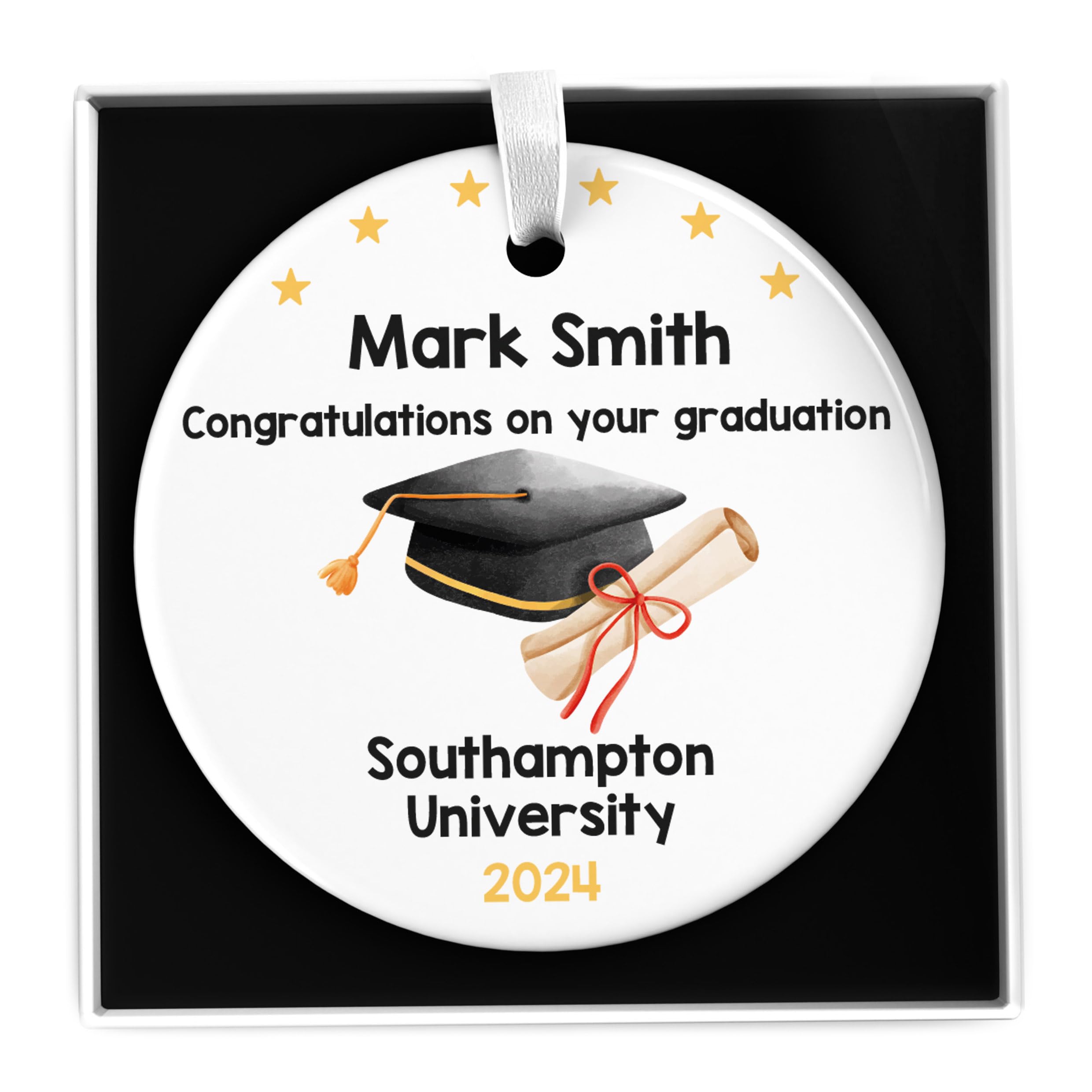 Beecreative Graduation Gifts For Him Personalised - Graduate Present - For Son, Grandson, Nephew, Friend - Ceramic Graduation Ornament With Gift Box