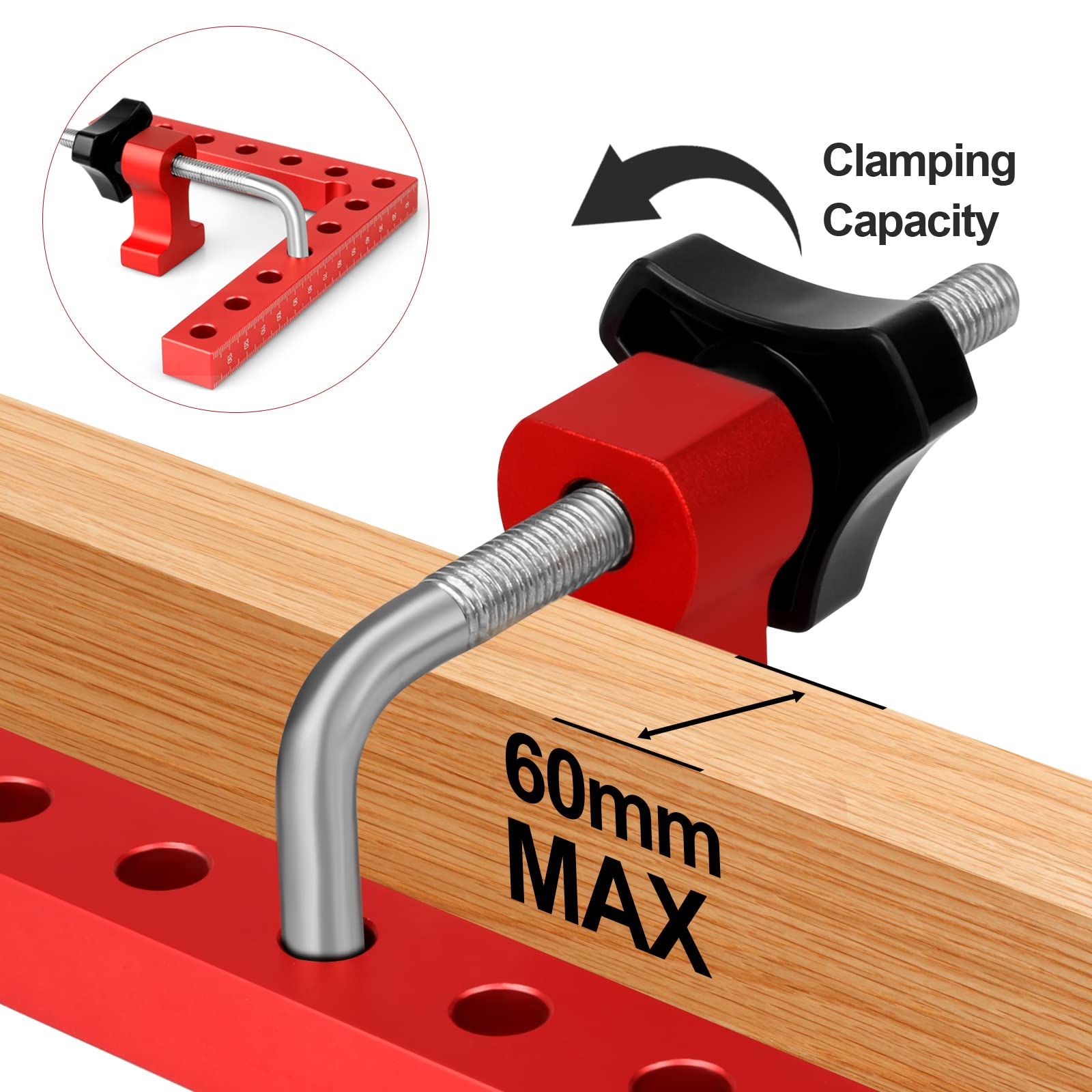 Pince à Angle Droit 90 Degrés, Serre Joint Angle Droit Aluminium 14 X 14 cm Equerre de Positionnemen Serre Cadre Fixation à Angle Outils de Travail du Bois, (Rouge 4 Pack)