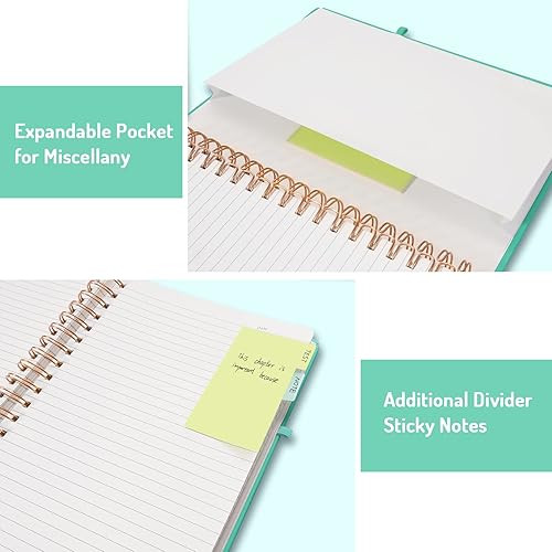 Miniatura 5 de Forvencer Cuaderno rayado en espiral con 300 páginas numeradas, diarios gruesos con rayas universitarias B5 para escribir con papel de 100GSM,