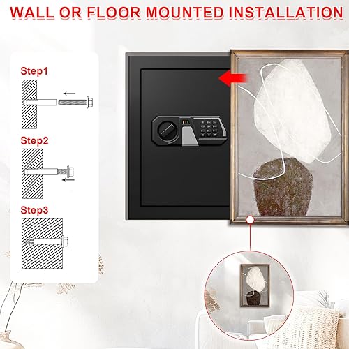 Miniatura 6 de 3.4 Cub Large Safes for Home Use, Digital Home Safe Box Fireproof Waterproof with Programmable Keypad, Spare Keys and Removable Shelf, Anti-Theft