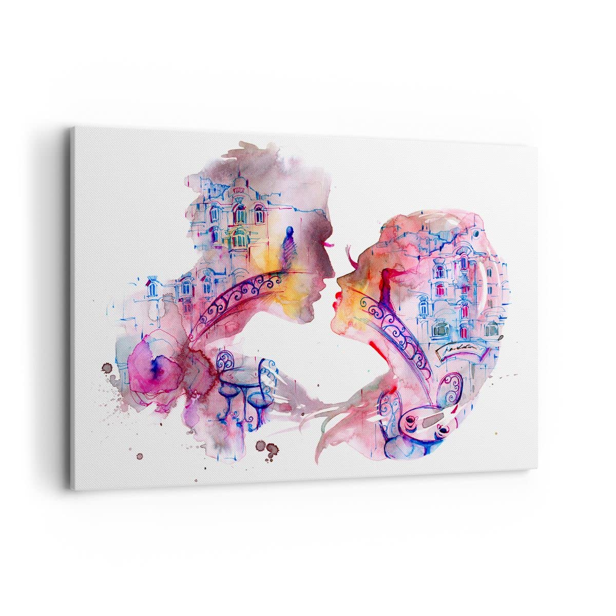 Cuadros Decoracion Salon Pareja amor mujer urbano Lienzos decorativos 120x80cm Cuadro Sobre Lienzo Moderno Dormitorio Cocina Cuadros Pared Imágenes Wall Art Prints Decor Grande XXL AA120x80-3132