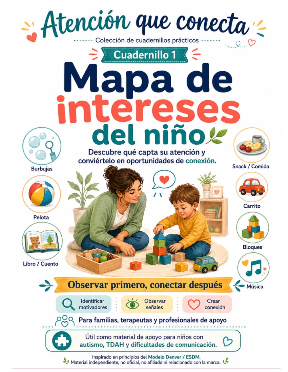Mapa de intereses del niño: Cuadernillo 1: Guía práctica para descubrir motivadores y crear oportunidades de conexión, juego y comunicación (Atención que conecta)