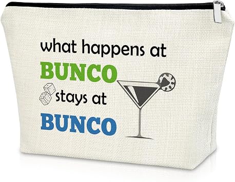 Sazuwu Bunco Gifts for Women Makeup Bag Bingo Players Gifts Bunco Game Gifts Cosmetic Bag Gifts for Bunco Lovers Bunco Birthday Party Supplies Bingo Lovers Gift Ideas Bunco Traveling Gift