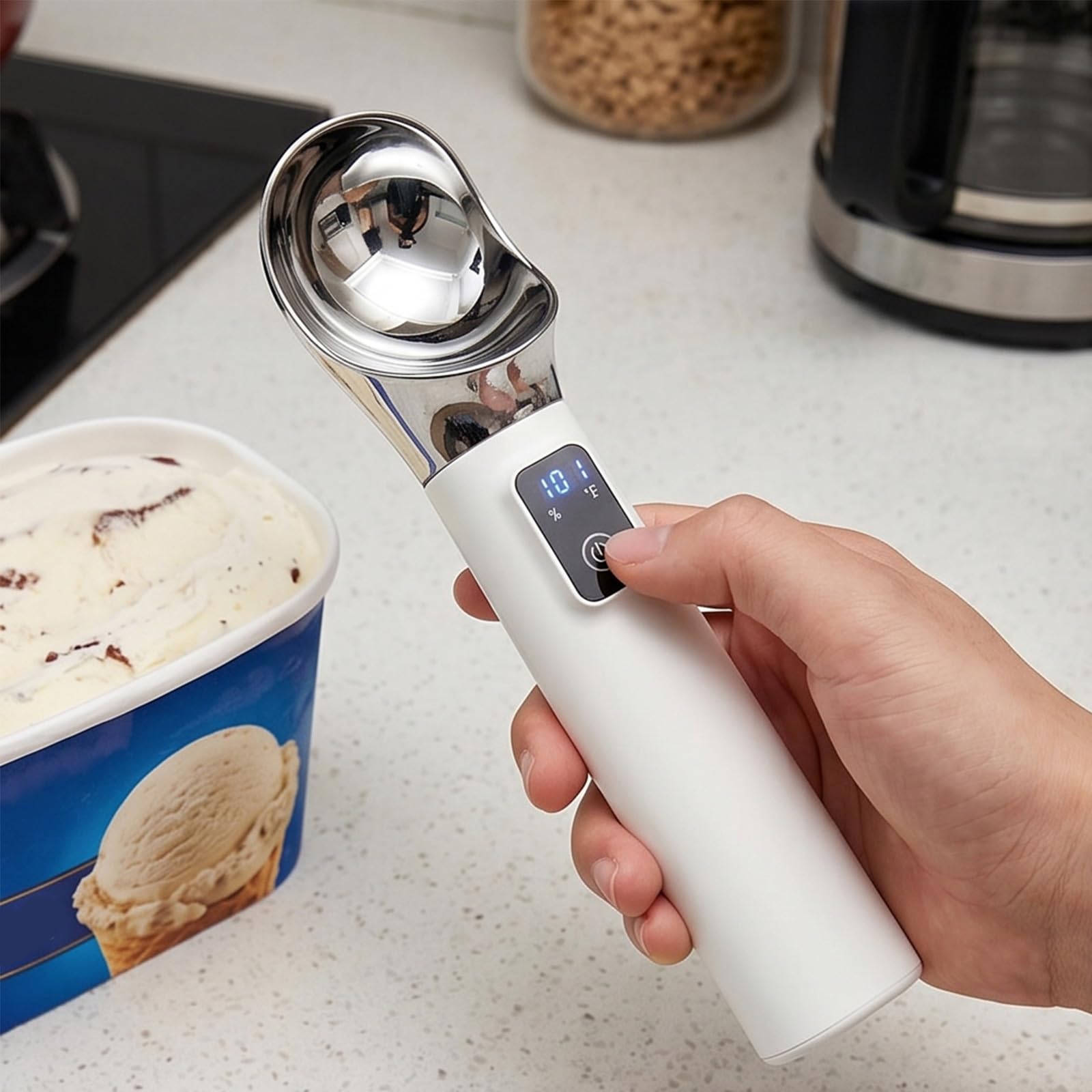 Cuillères à glace électriques de qualité supérieure avec corps étanche et fonction de chaleur rapide pour les amateurs de desserts