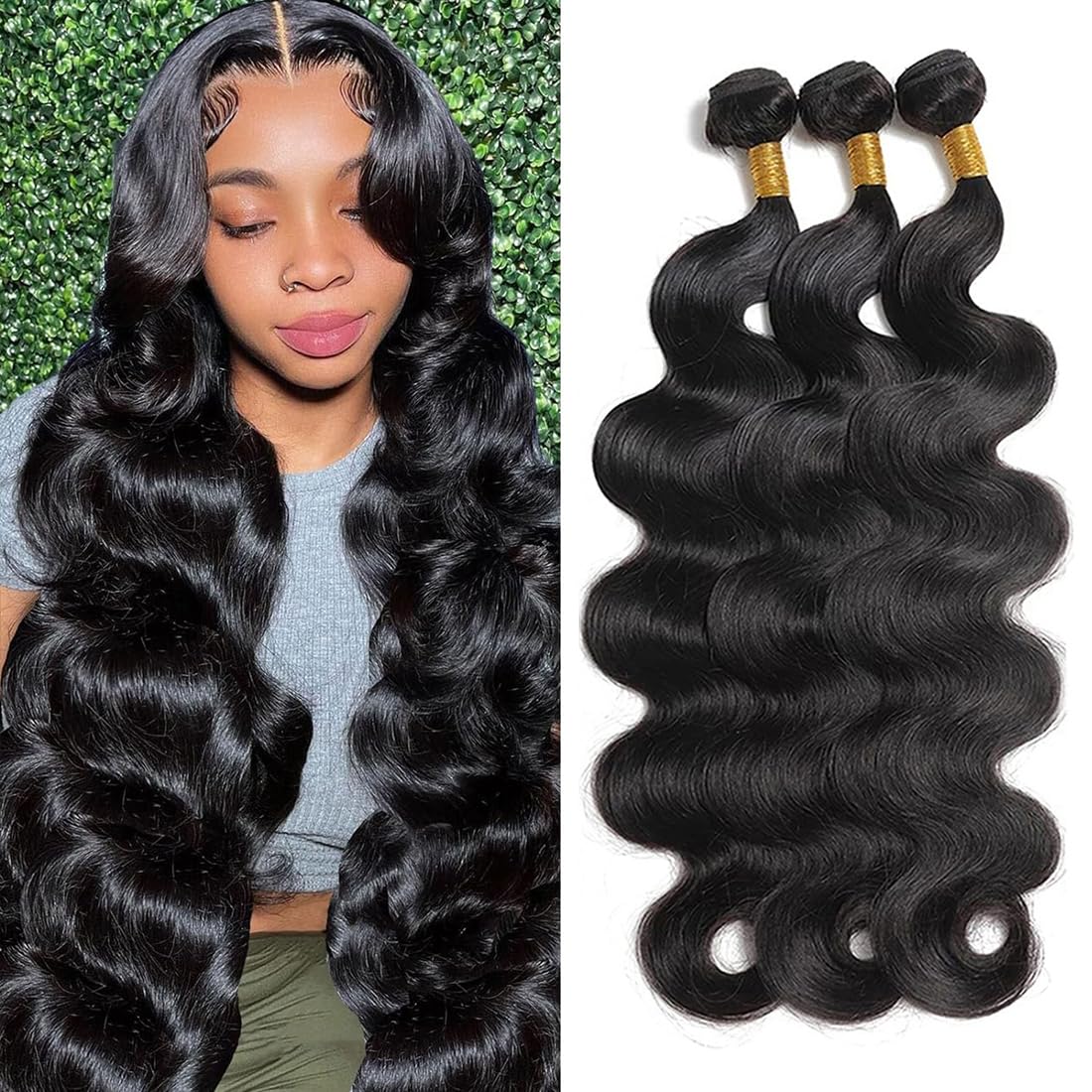 Human Hair Bundles Body Wave Bundles 14 16 18 Inch 100% Unprocessed Brazilian Quick Weave 3 Bundles Sew In Hair Extensions Natural Black Color
