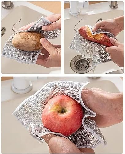 Miniatura 6 de Zyluxa Power Scrub, paño de limpieza Zyluxa, paños de limpieza Poshzon, trapos multiusos para lavar platos de alambre húmedo y seco, paño limpio