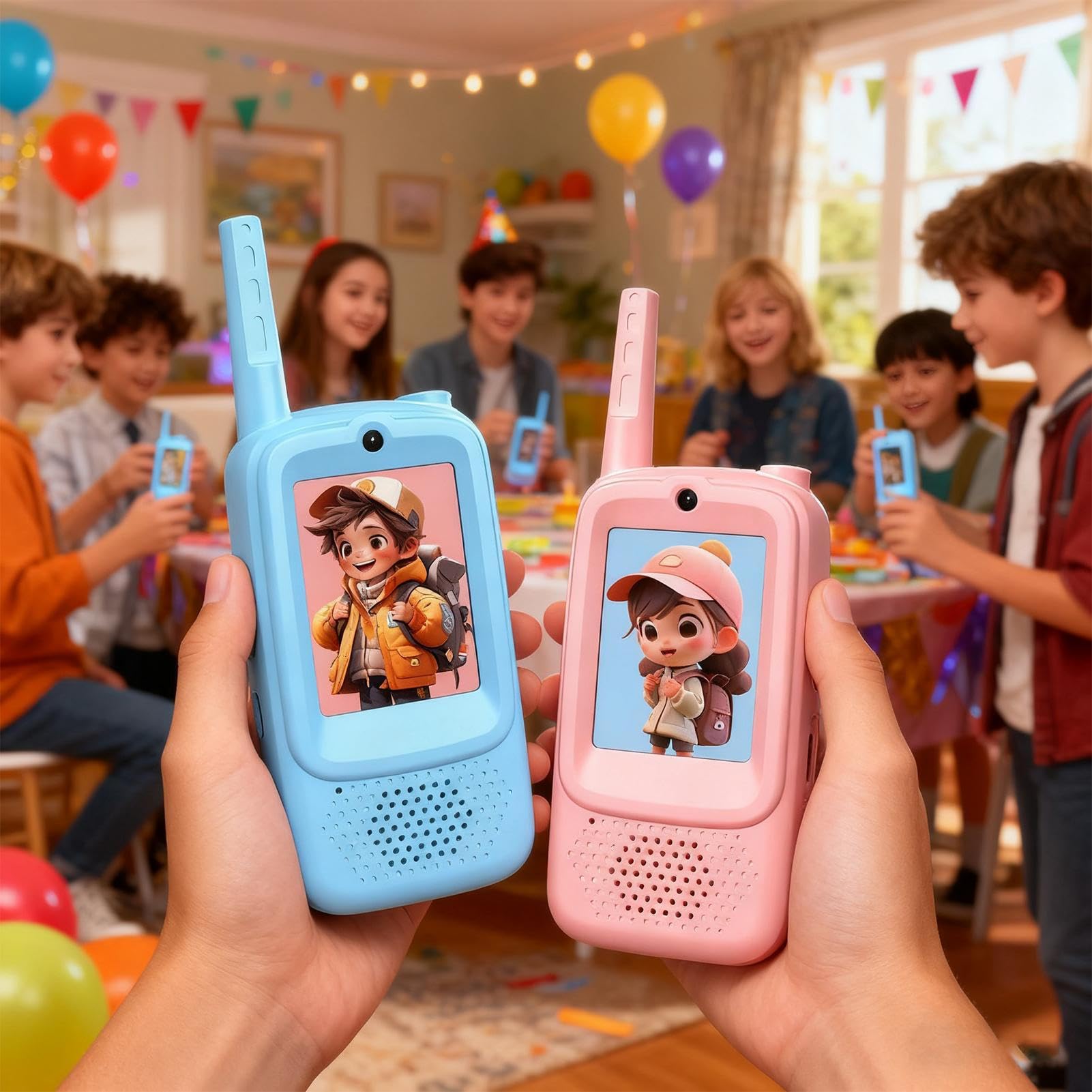 Dziecięce Walkie-Talkie 2 Sztuki 4 Zmieniacze Głosu Ekran HD Walkie-Talkie