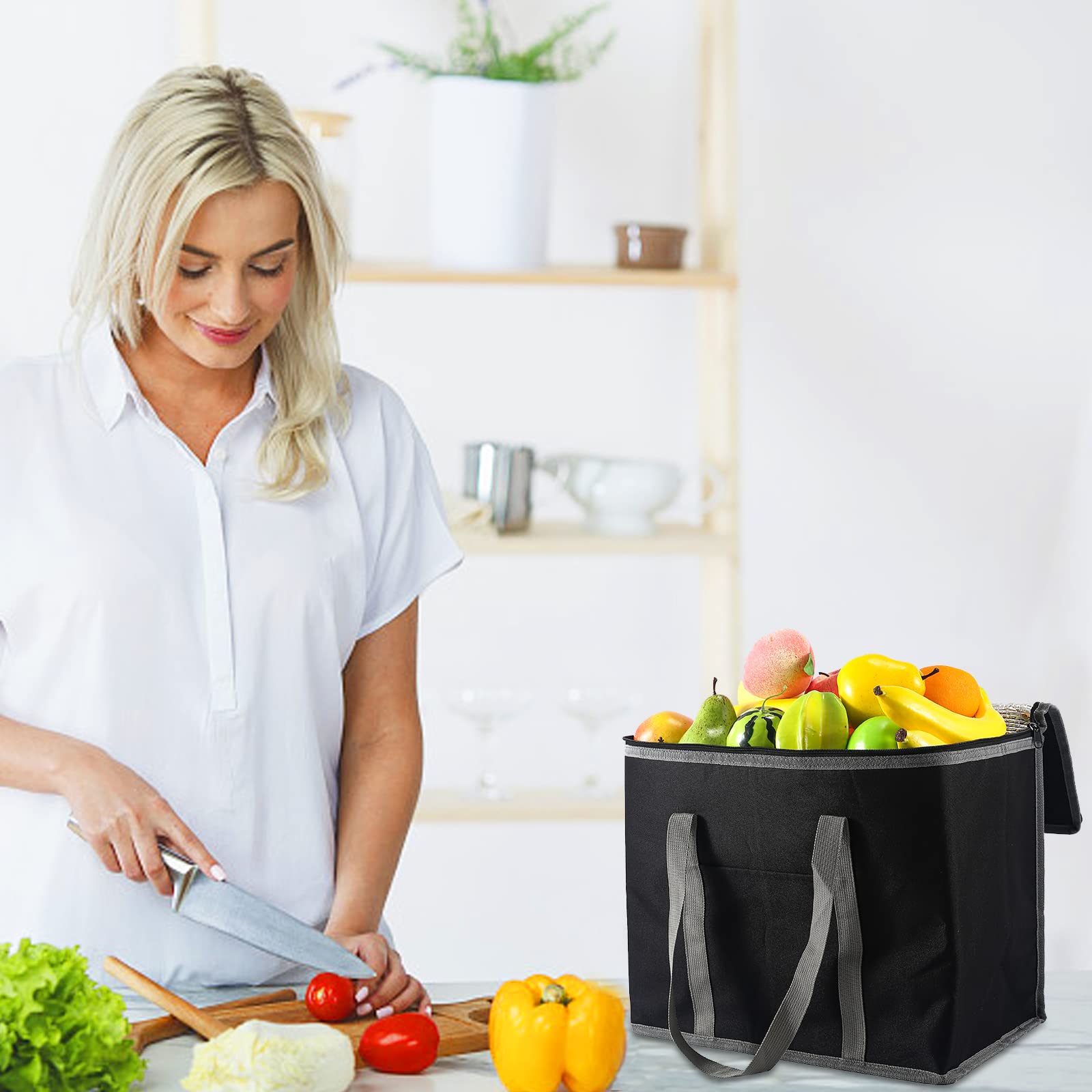 Caja térmica grande aislada para entrega de alimentos para camping, picnic, barbacoa, enfriador plegable para viajes de alimentos y compras