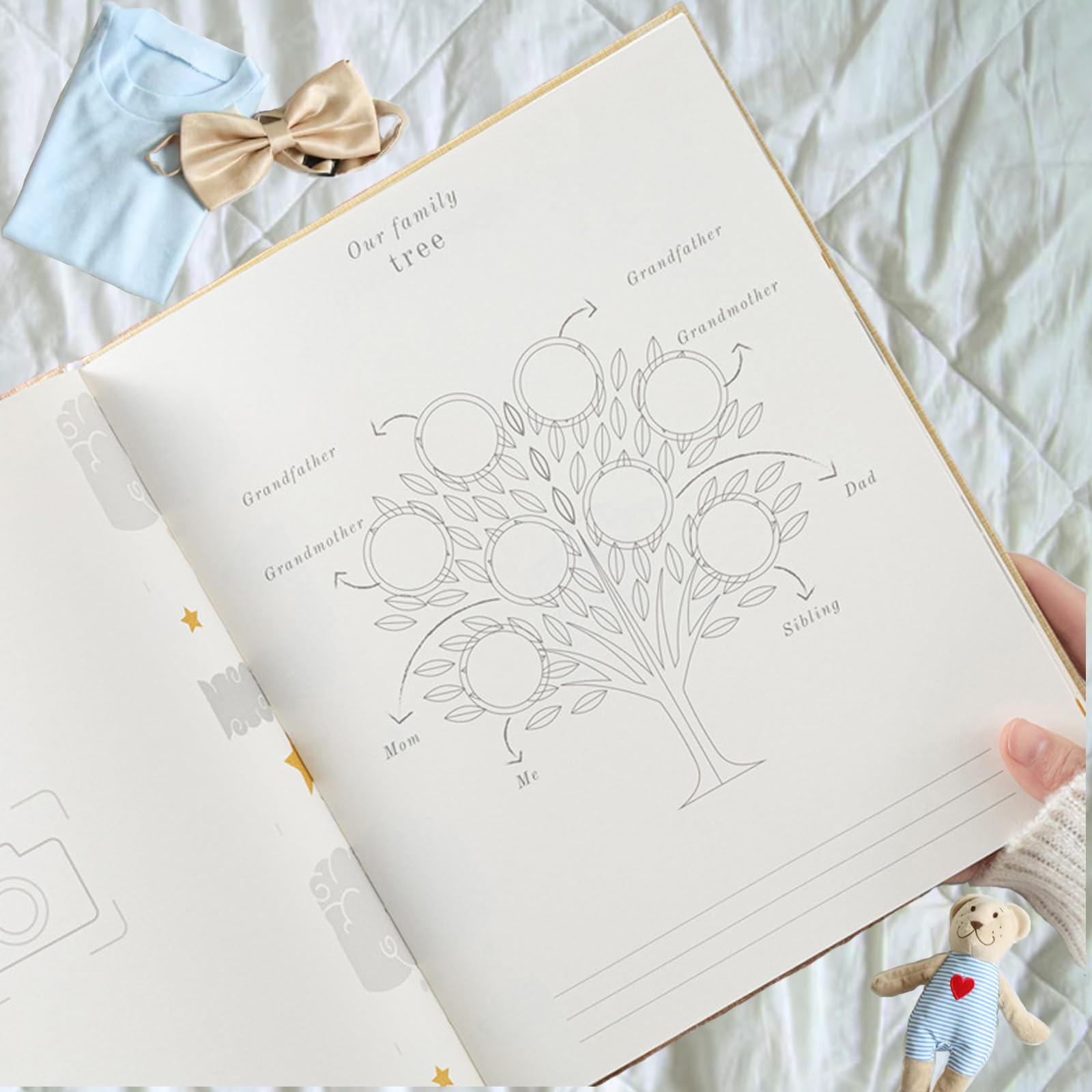Libro de recuerdos de bebé para niños y niñas, libro de bebé atemporal de los primeros 5 años, registra un hito para cada evento desde el nacimiento hasta los 5 años (112 páginas) (azul)