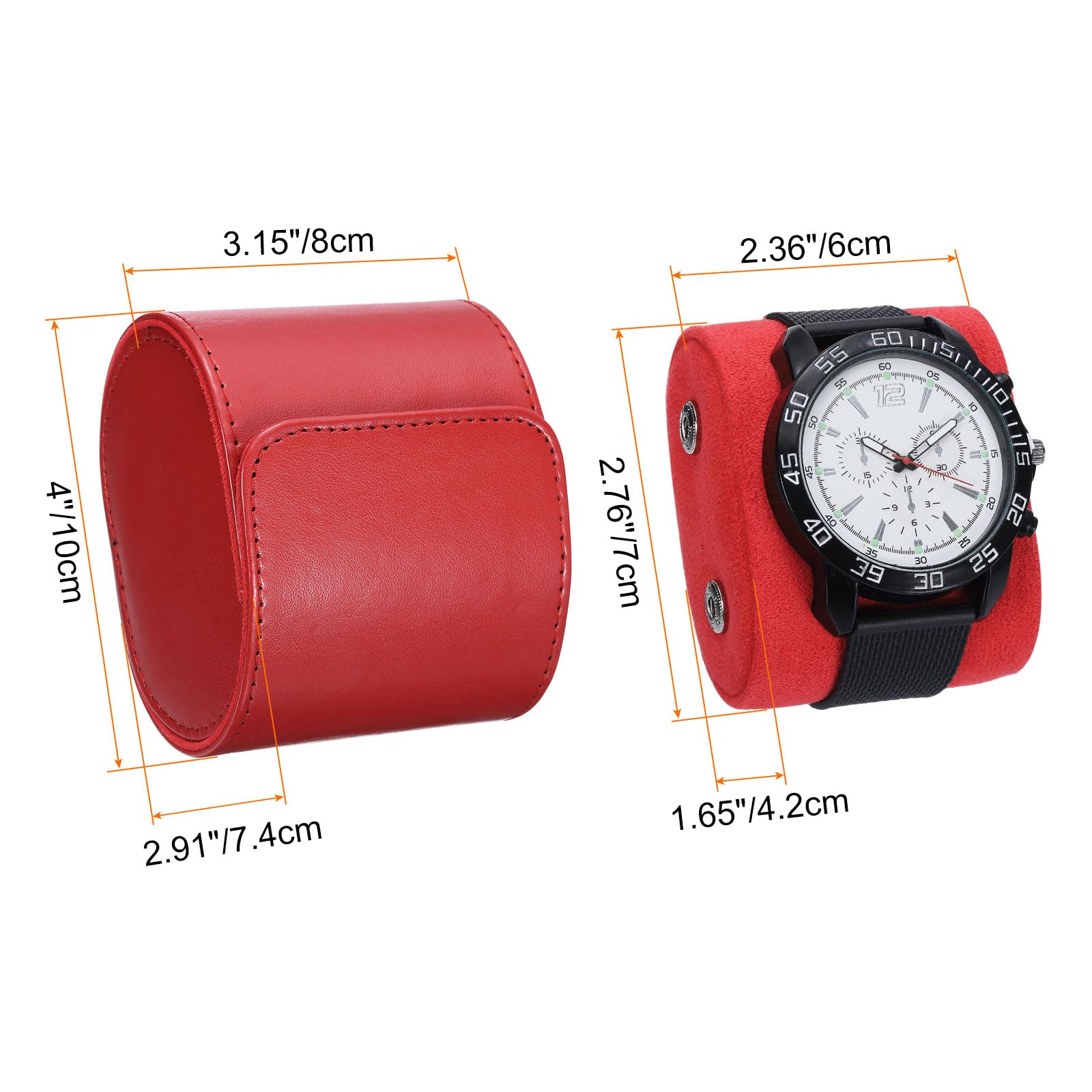 Custodia da viaggio arrotolabile per orologi, custodia in pelle portatile con scomparto singolo per orologi da uomo e da donna, organizer per orologi con cuscini rimovibili per viaggi, esposizione,
