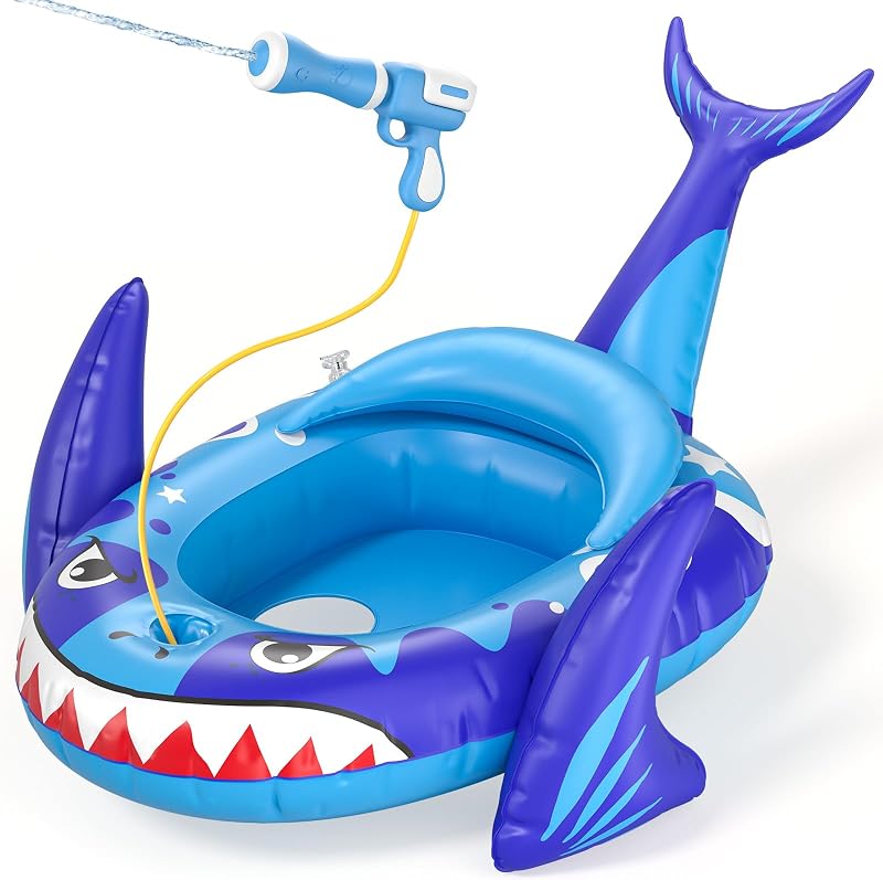 Flotadores de pileta para niños con pistola de agua, juguetes inflables para pileta para niños de 3 a 8 años, agua al aire libre de verano, playa, juguetes de pileta, regalo para niños y niñas
