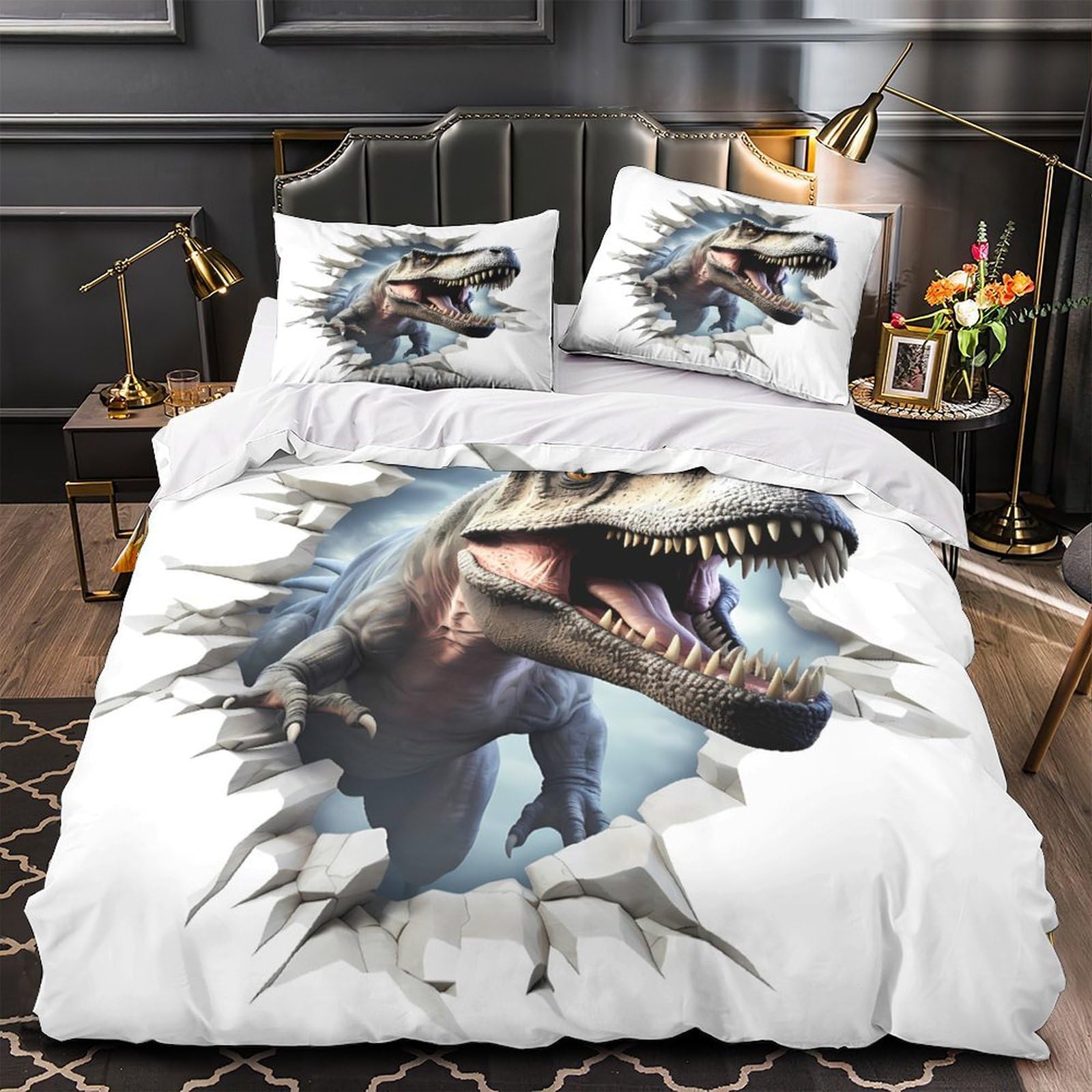 Parure de lit anti-acarien super king avec housse de couette cubes numériques hypoallergique