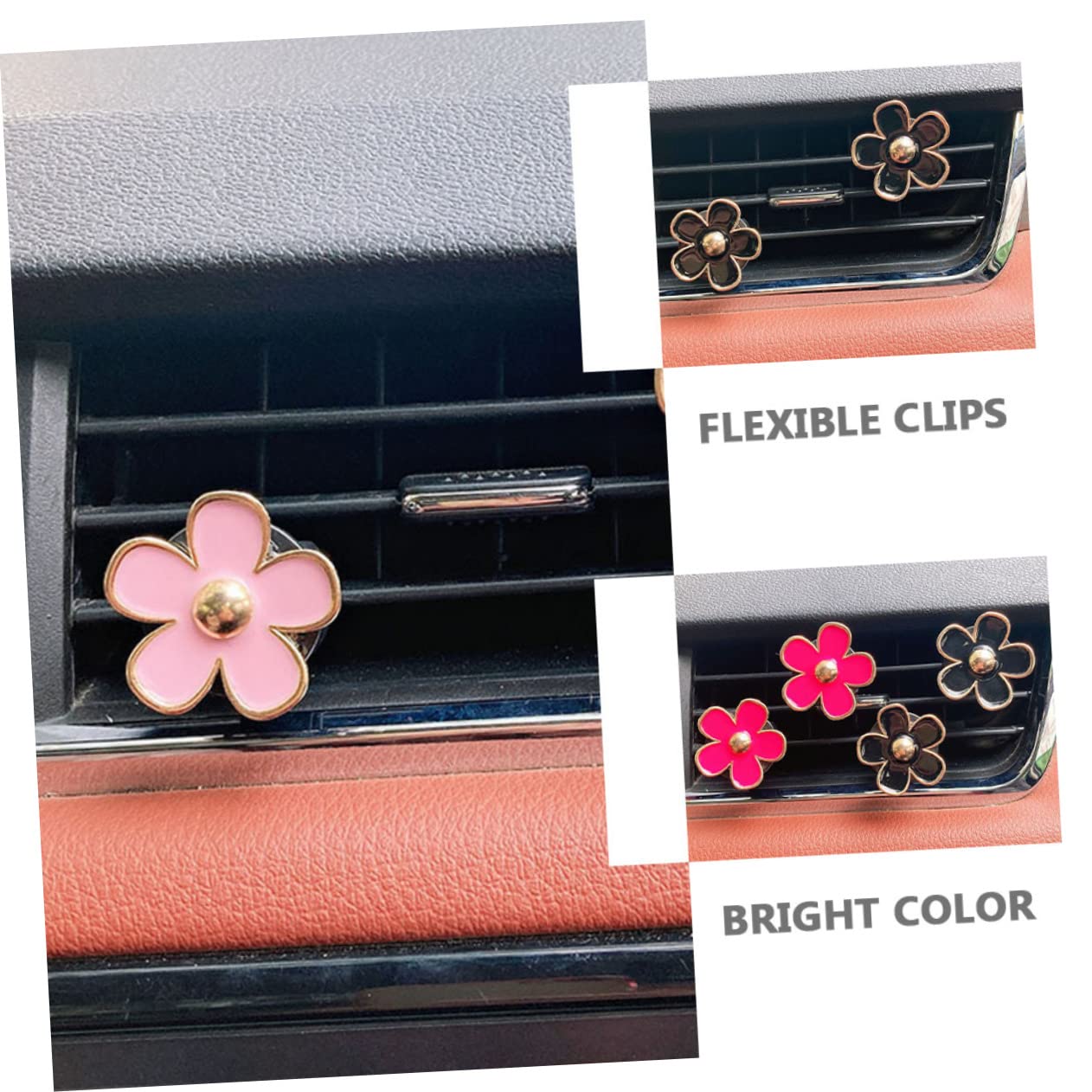 NUOBESTY 5 Sätze Auto- -blumen-luftclip Legierungs-blumen-auto- Klimaanlagen-steckdosenclip Stimmungsaufheller 6 Stück * 5
