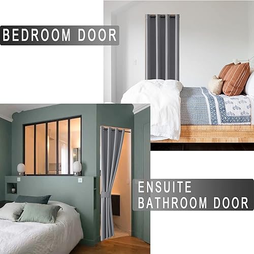 Miniatura 8 de SHINELAND Cortina de puerta temporal para puerta de privacidad, puerta plegable a prueba de sonido para divisor de habitación, 80 pulgadas de