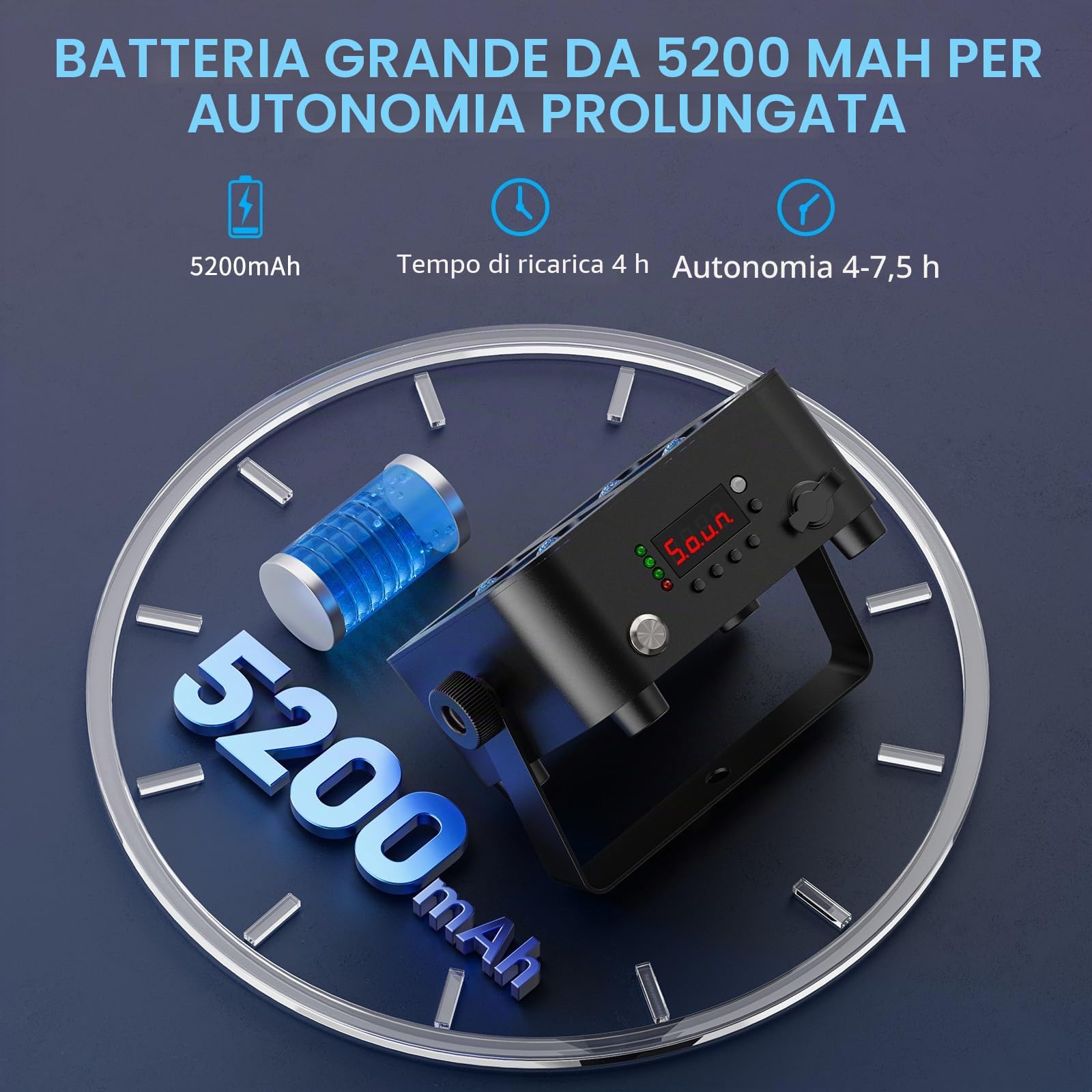 4PCS 100W LED Par Light Batteria Ricaricabile,RGBW+UV Faretto Luci da Palcoscenico,Luce da Discoteca con Telecomando/DMX/APP,Effetti Stroboscopici per Bar Matrimoni Feste Halloween Natale