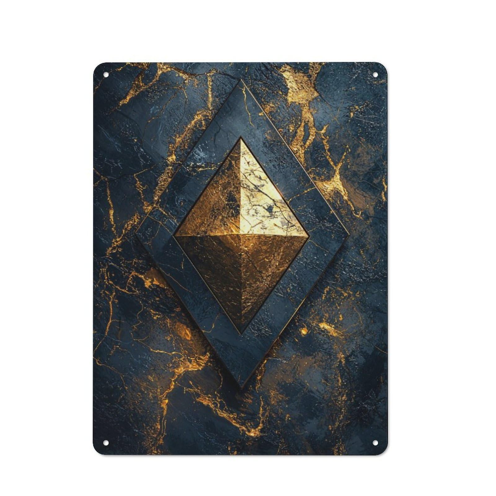 Junmoney Gold Diamond On Marble Tin Wall Plaque 40X30cm With For Home Bar Wall, For Kitchen And Home Bar Decor, For Home Office And Studio Walls