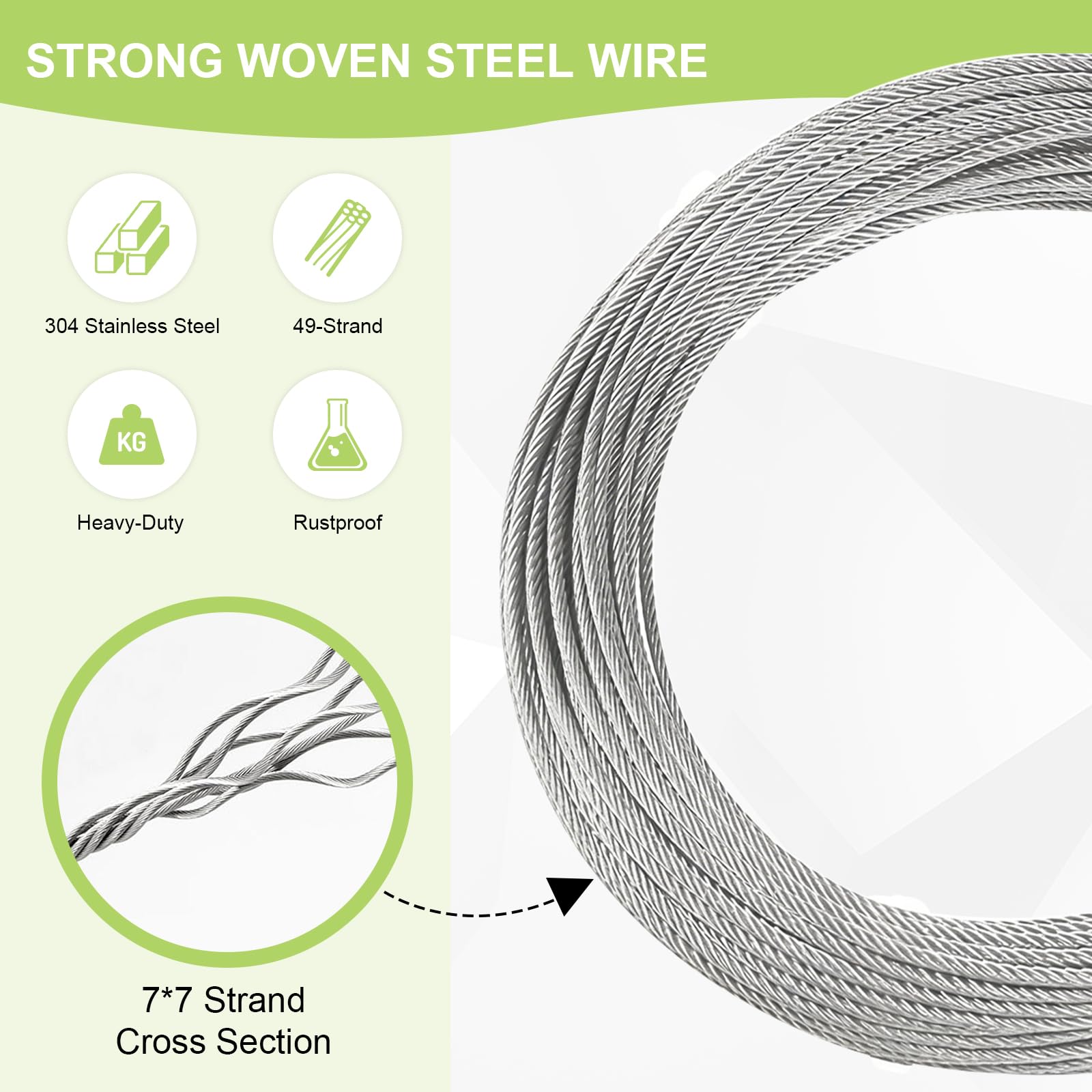 EXLECO Podpórka ze stali nierdzewnej do roślin pnących, z 10 uchwytami i liną 16 m x 3 mm, linka ze stali nierdzewnej, kratka do wspinania się na rośliny, róże, powojniki, winorośle