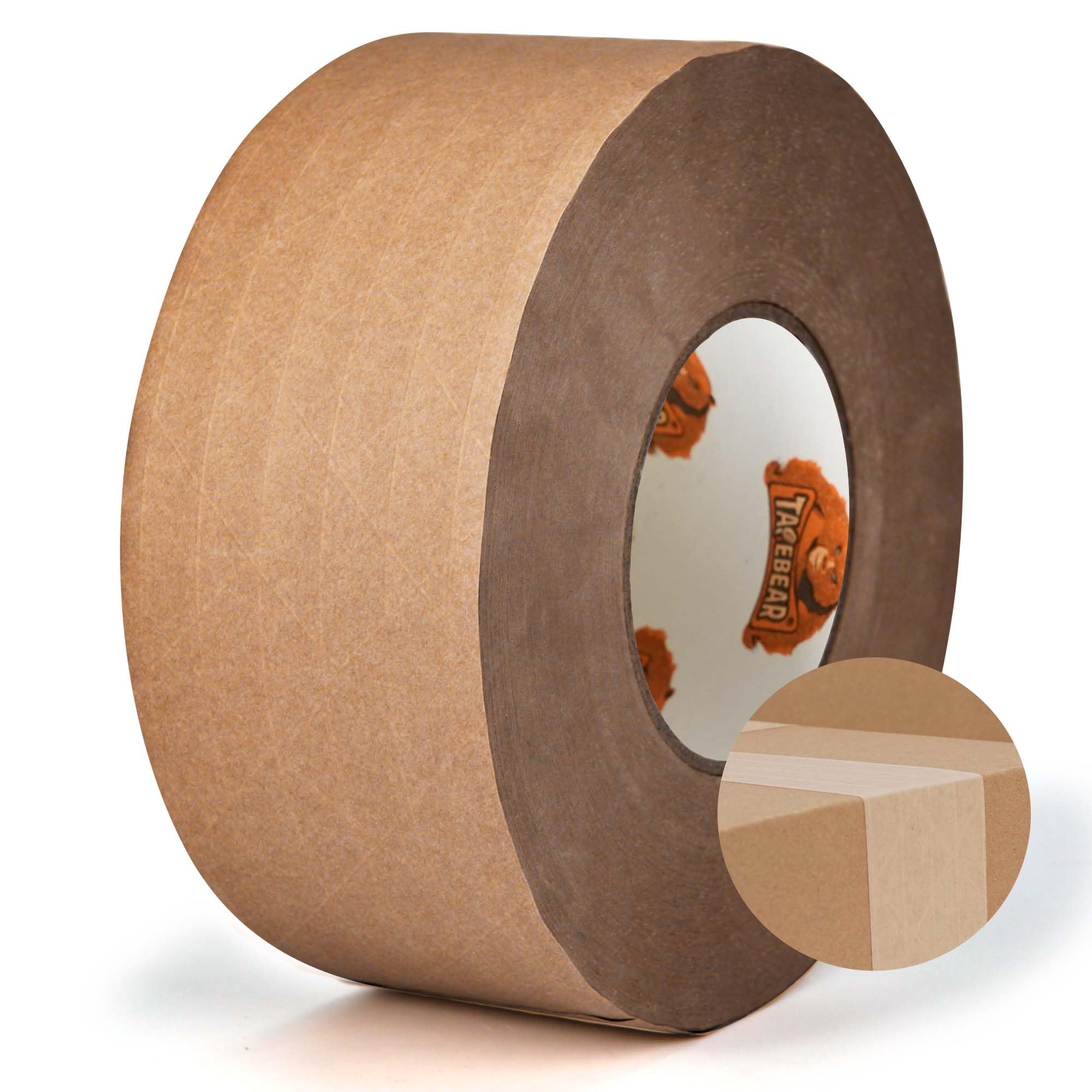 TAPEBEAR Cinta de embalaje reforzada activada por agua de 7 cm x 137 m