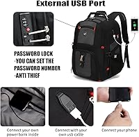 Vista 18 de Shrradoo Mochila de viaje extragrande para laptop, 52 litros, con puerto de carga USB, para portátiles de 17 pulgadas, para hombres y mujeres
