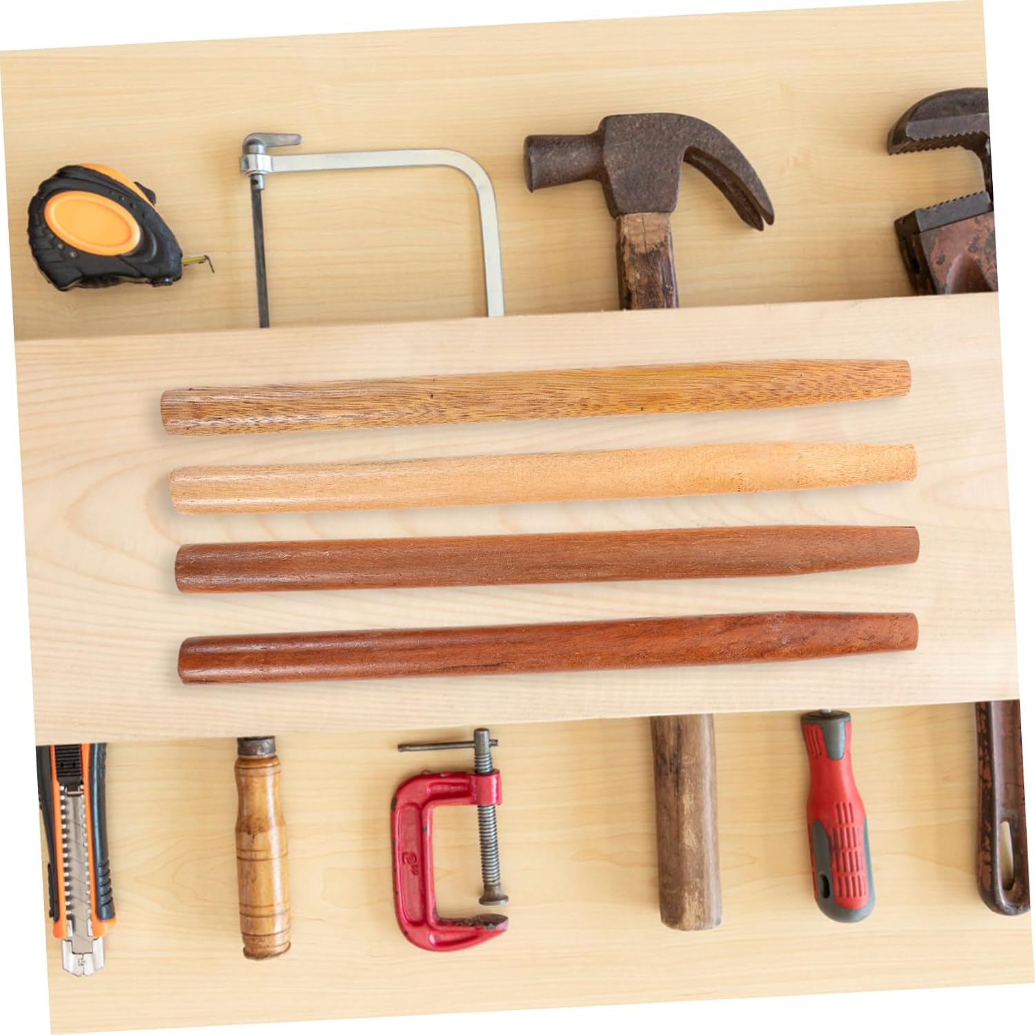 Outanaya 4pcs Replacement Handles for Shovels Hardwood Handle Fit for Digging Spade Shovel Garden Accessories Gardening Hand Tools