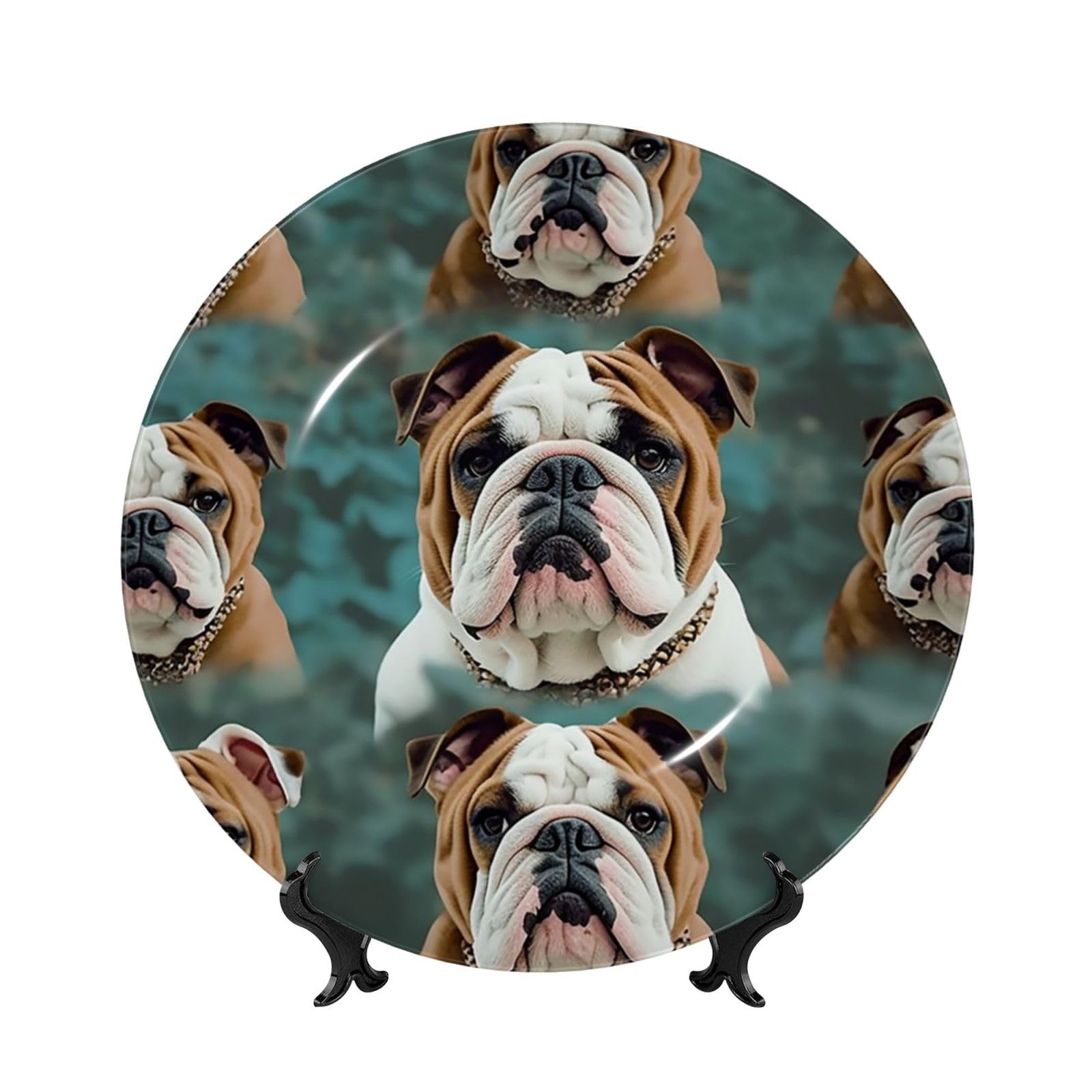Assiette en porcelaine anglaise Bouledogue décoration maison sans percer