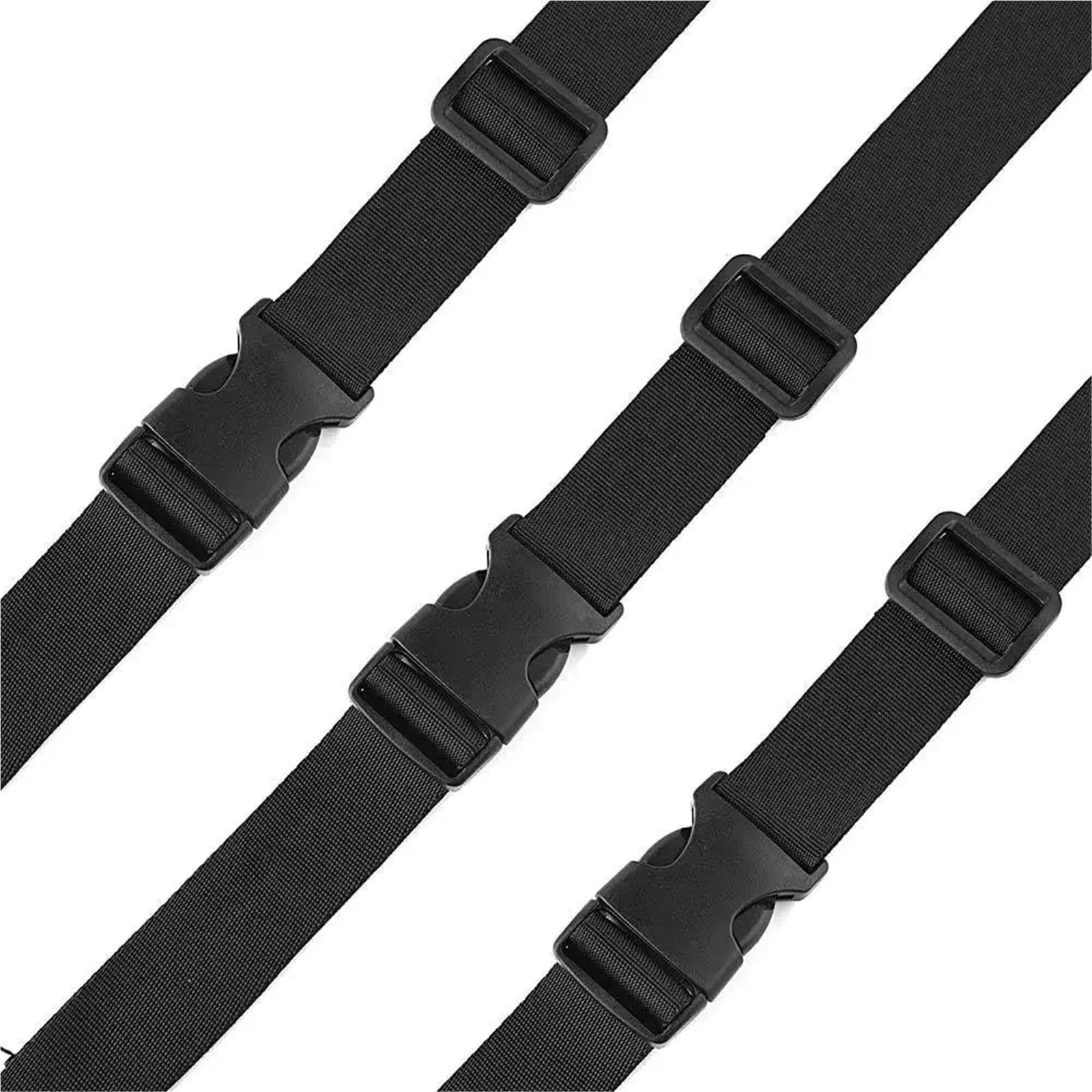 Correas para Mochilas 4/5/10/15M Nylon Webbing Strap with 10pcs Flat Side Release Buckles and Tri-Glide Slides For DIY Luggage Backpack Making(Black 100M X2.5CM)
