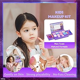 Disney Frozen All-in-One Kids Cosmetic Compact Set Includes Washable Lip Gloss, Eye Shimmer, Cheek Shimmer, Brushes Colorful Portable Beauty Set for Girls, Kids, and Toddlers Ages 3+ by Townley Girl
