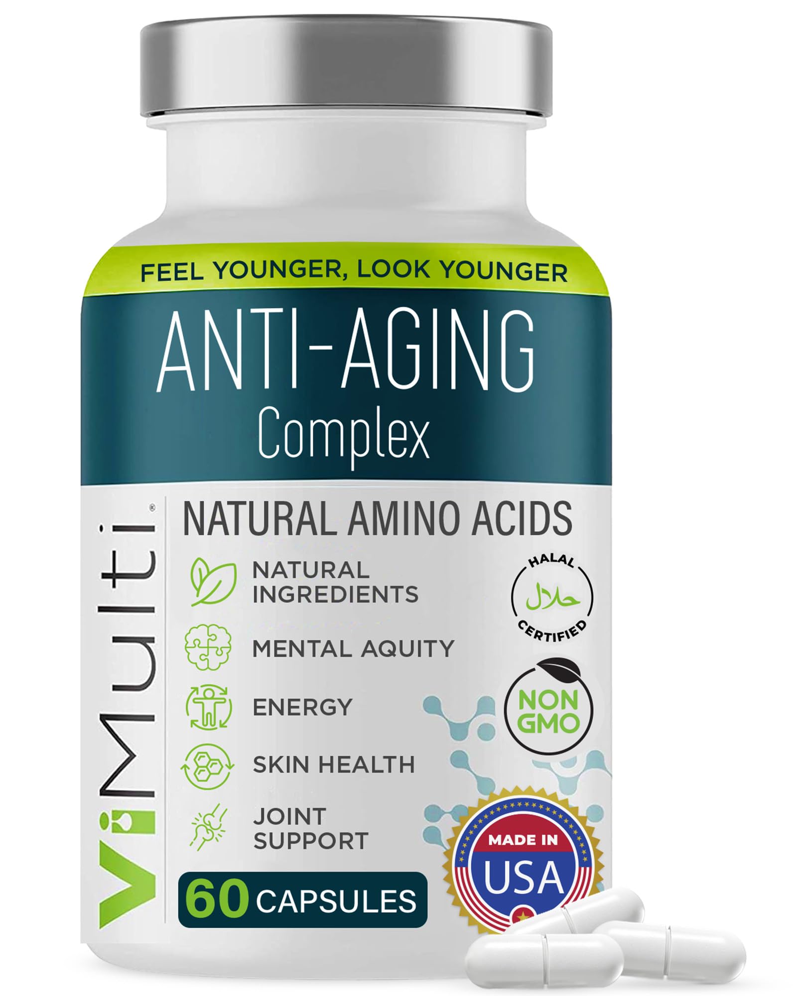 ViMulti Amino Acid Supplement Capsules with L-Arginine, L-Ornithine HCl, L-Glutamine, L-Lysine, Glycine, Ornithine Alpha-Ketoglutarate, Dietary Amino