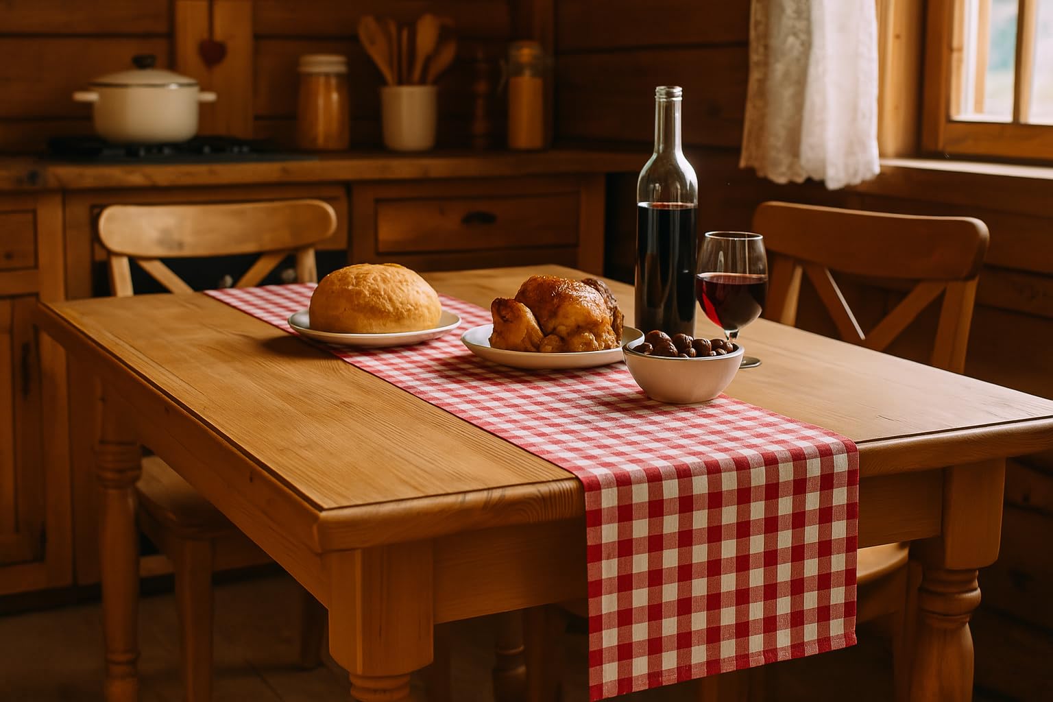 texpot Country House Table Runner 40 x 220 cm Red / White Checked Made from 100% Cotton in 20 mm Chequered Farmer's Check