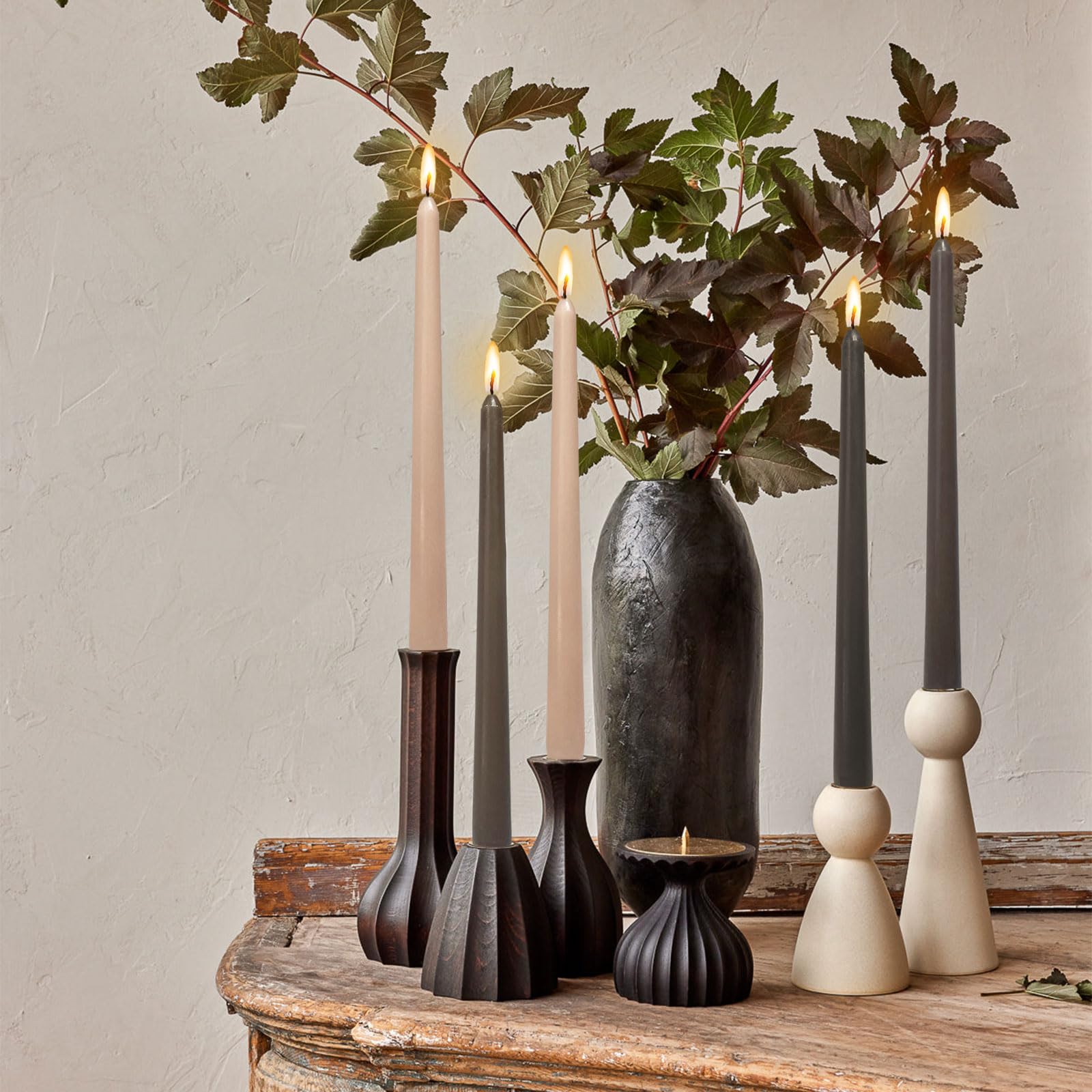 NJAO HOO Candele profumate al caffè, 25,4 cm, candele affusolate alte e affusolate, per decorazioni autunnali, cene, casa, matrimoni, 12 pezzi (marrone sfumato)