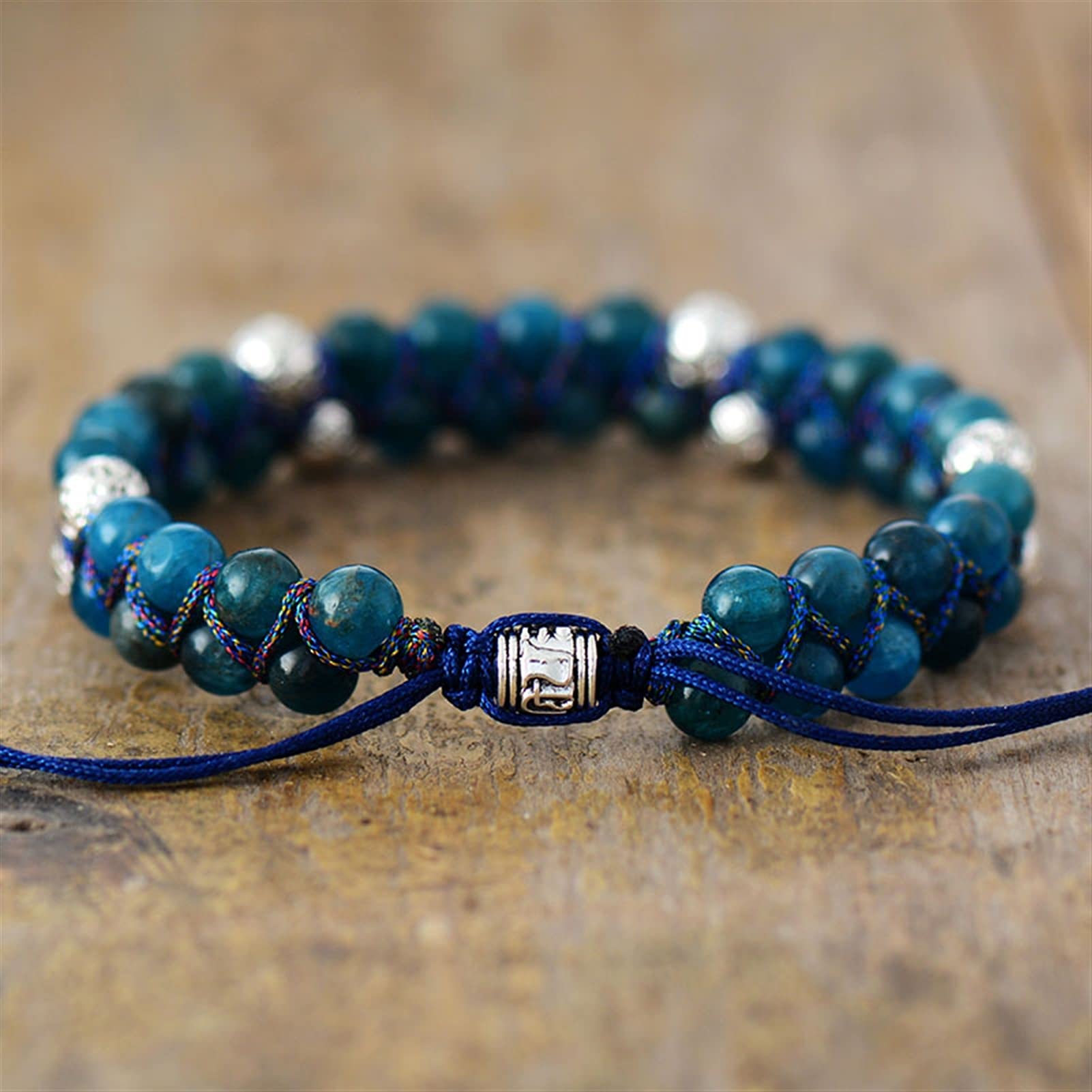 Pulsera de Piedra Natural Pulseras 6MM Apatita Amantes de la Amistad Trenzados Parejas Pulsera Brazaletes de macramé Pulsera Joyería Pulsera Joyería