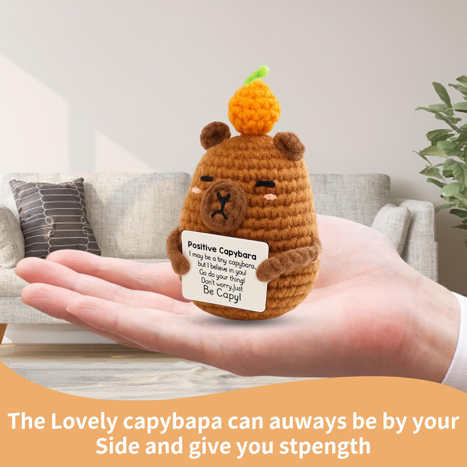 SrgPui Positive Crochet Animals, Capybara Gifts for Emotional Support Positive Gifts for Women Handmade Crochet Capybara Decor - Image 4