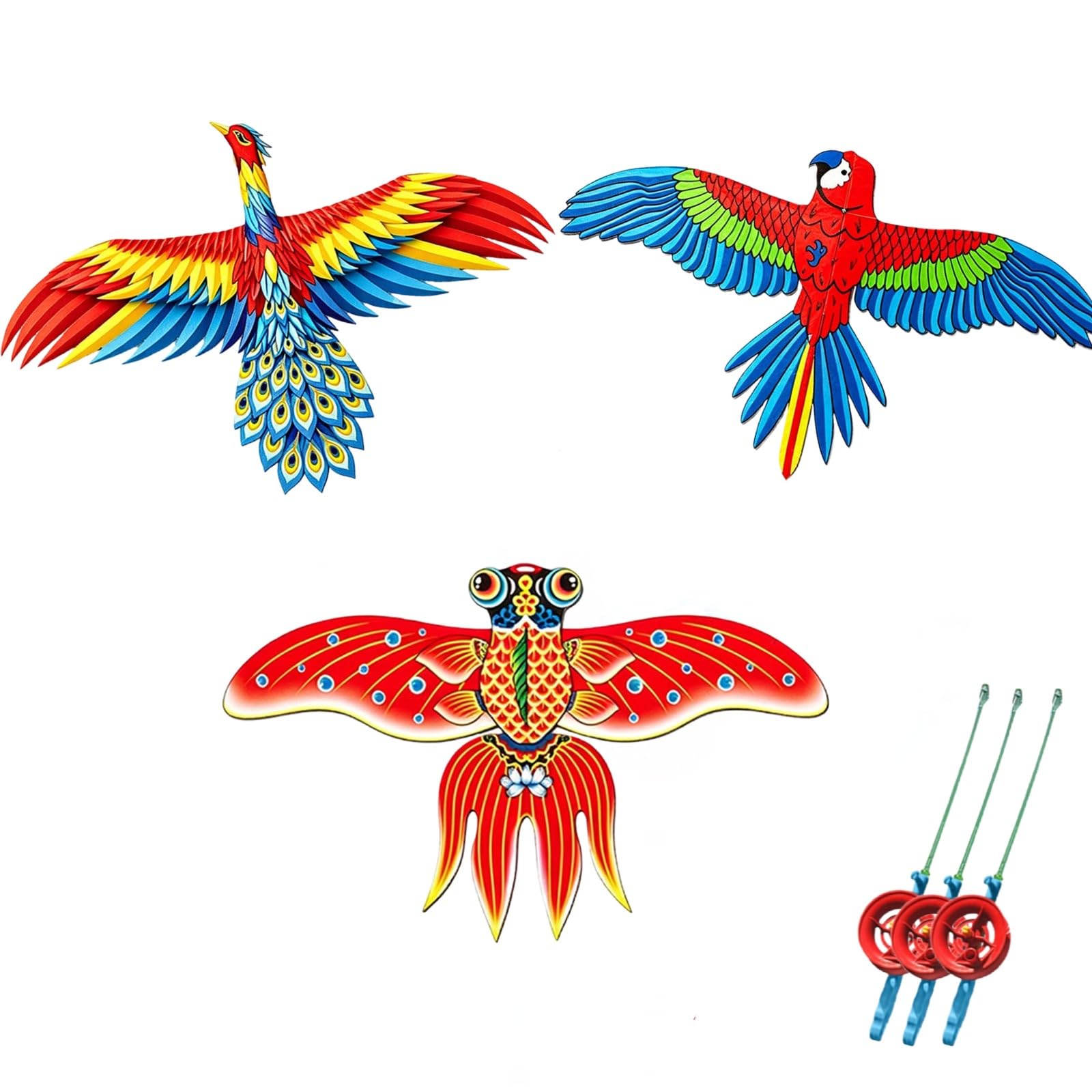 Dynamic Flapping Wing Kite with Fishing Rod – Easy Flying Toy for Kids & Adults, Long Tail Outdoor Beach Activity for Beginners