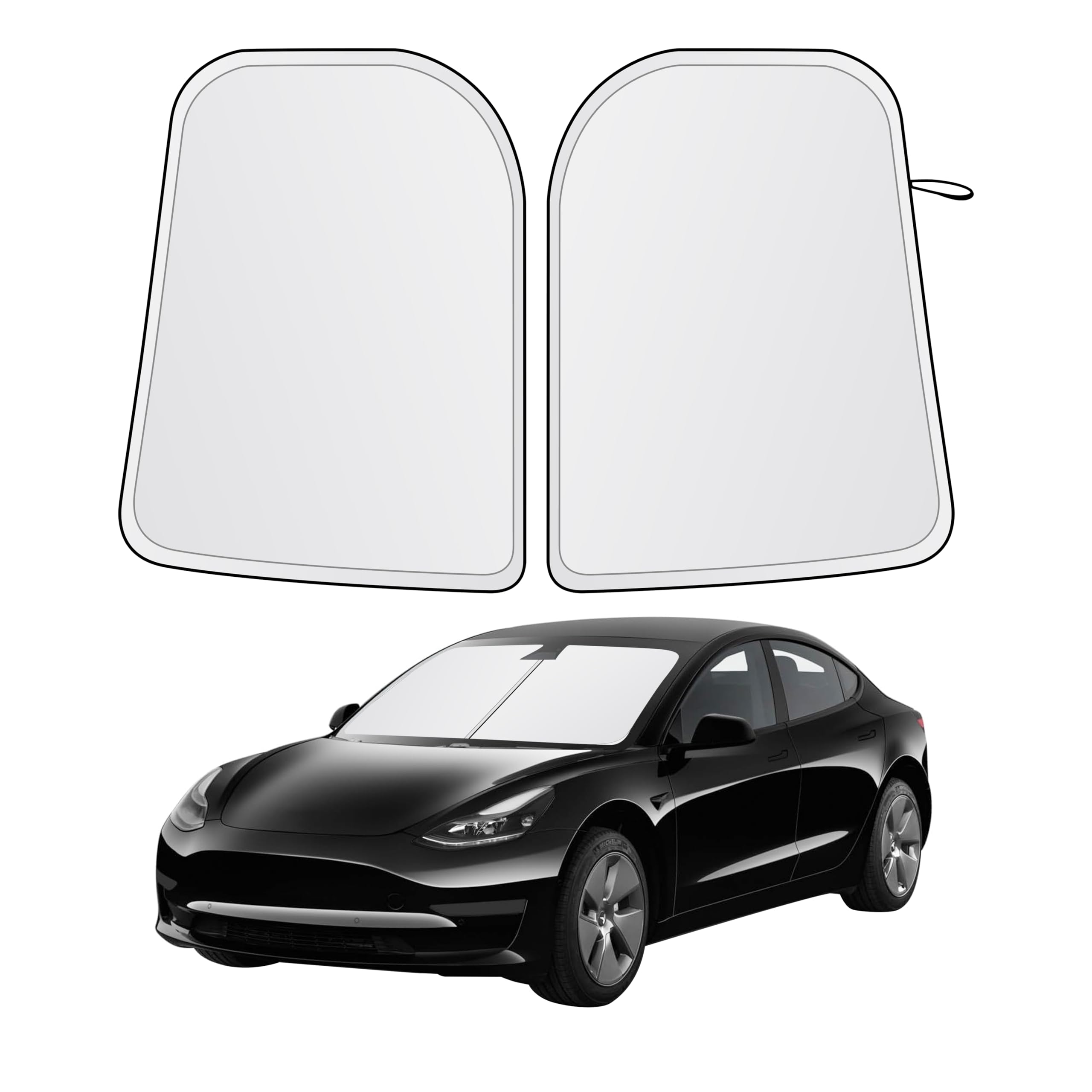 EcoNour Tesla Windshield Sun Shade for Model 3/Y Foldable UV &amp; Heat Blocker