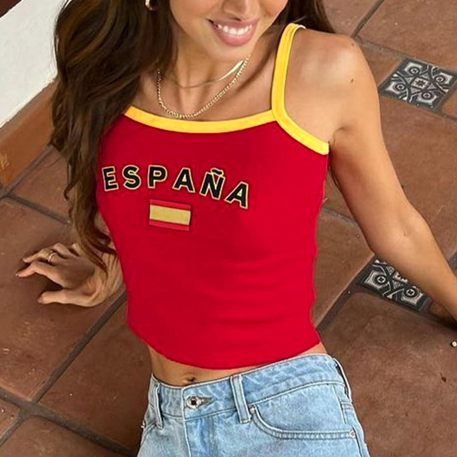 Camisola deportiva mujer sin mangas verano gimnasio letras México bloque color atlética tirantes entrenamiento