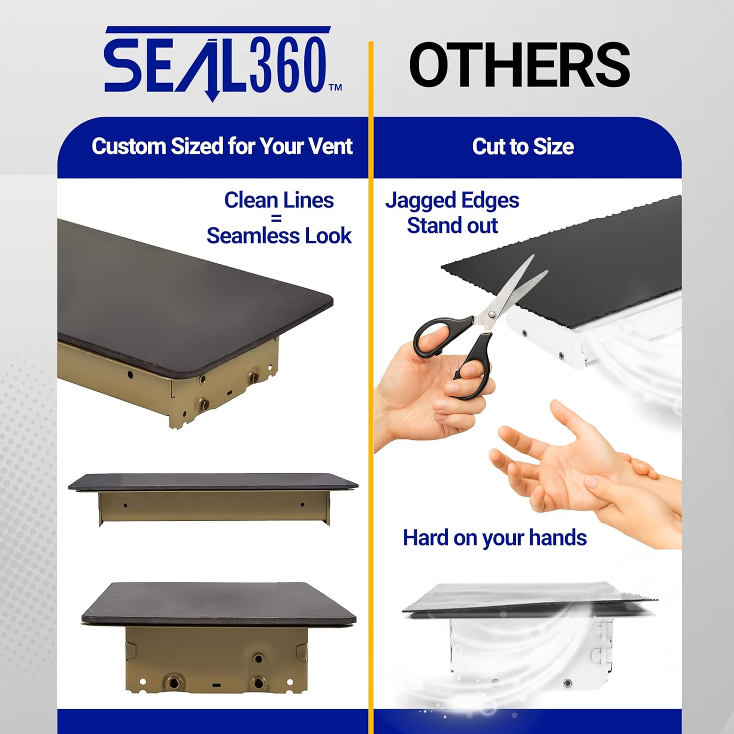 SEAL360 Magnetic Vent Covers (3-Pack), Pockets for Complete Seal, 5.5" X 12" (Brown) for Floor, Wall, or Ceiling Vents and Air Registers, for RV, Home HVAC and AC Vents, Vent Not Included