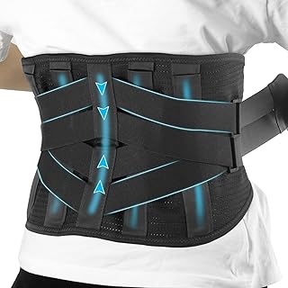 6xigouma Back Brace for Lower Back Pain Relief, Breathable Lower Back Support for Women & Men, Lumbar Support Belt with 7 Stays for Herniated Disc, Sciatica, Black (M)