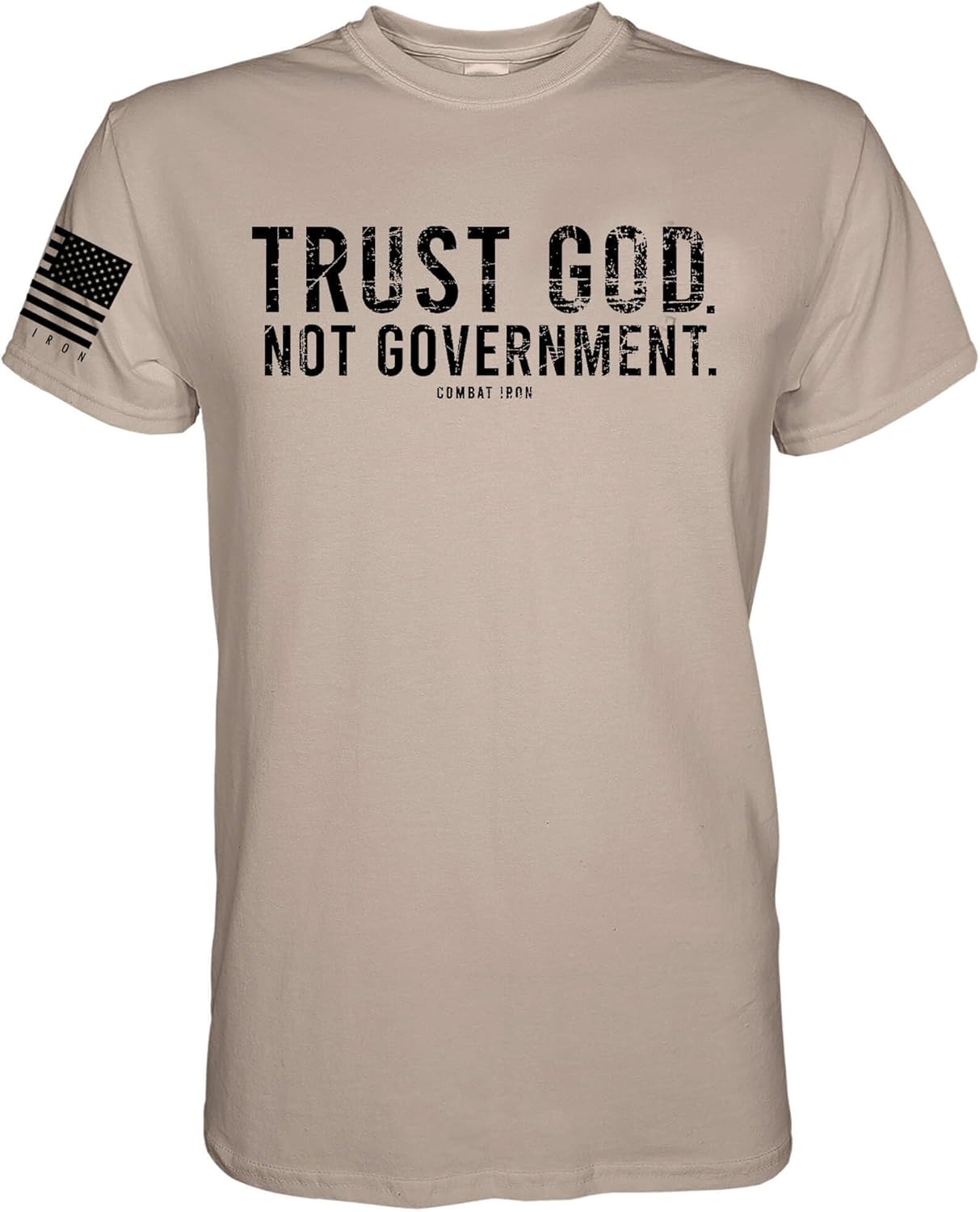 Combat Iron Trust God Not Government Men's Graphic Short Sleeve T-Shirt - Athletic Fit Tees Men