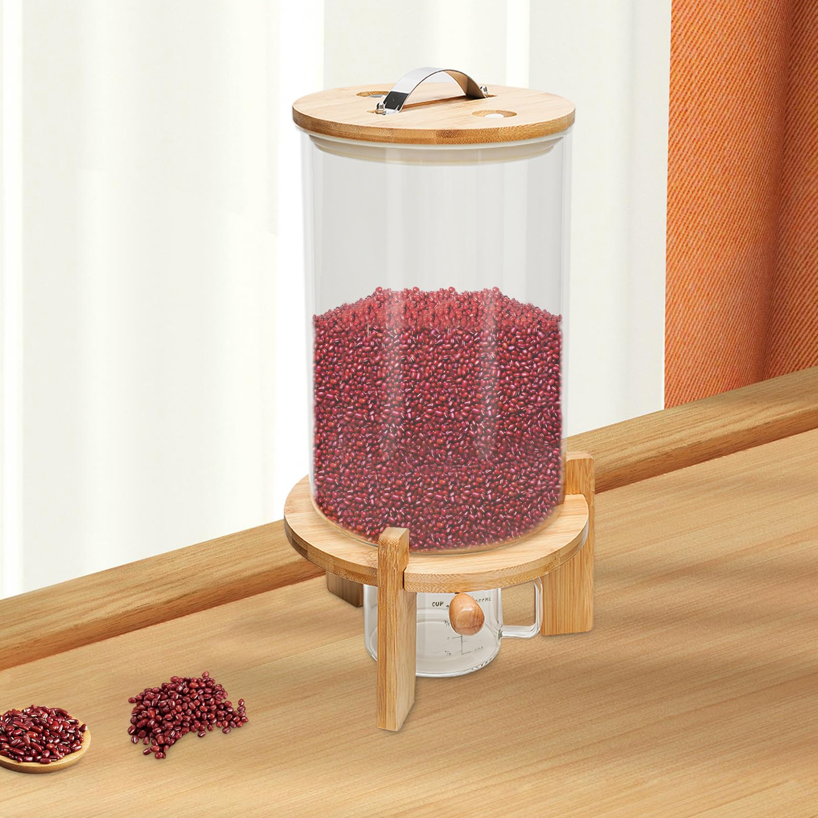 Vorratsdosen Glas Luftdicht 7,5L – Luftdichter Vorratsbehälter mit Deckel & Messbecher, Getreidespender für Reis, Müsli & Mehl