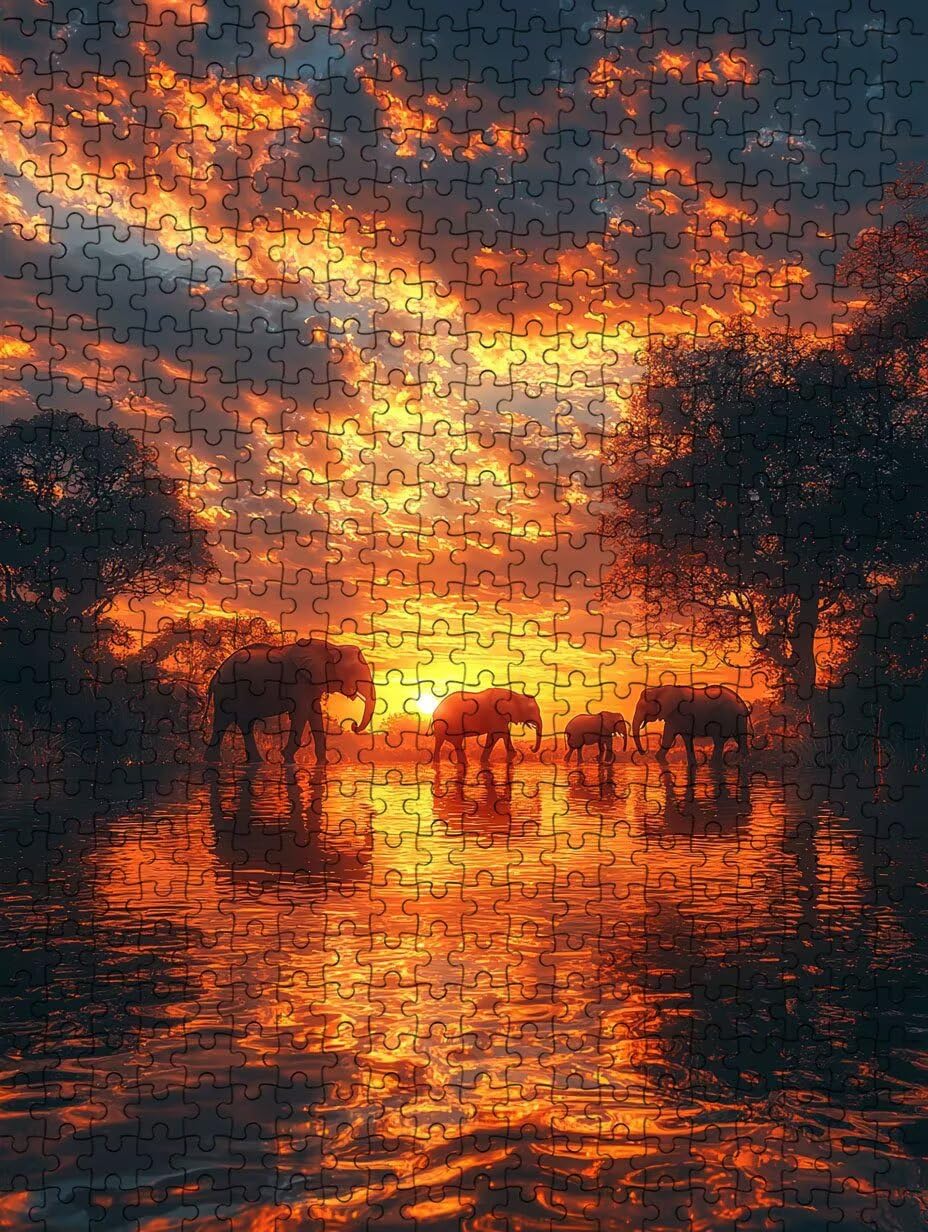 Puzzle 3000 Pezzi, Elefante Sera 3D Puzzle per Adulti Impegnativo, Educa Puzzles Artistico, Divertente E Stimolante Puzzles Decorativo per La Famiglia, Regalo e Decorazione Pareti DX0YL6-899