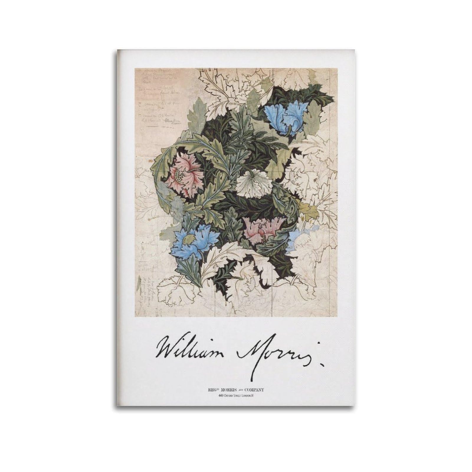 xiaoxiaoshen William Morris Botanical Wreath Victorian Canvas Poster Wall Art Prints Room Aesthetic Murals Bedroom And Living Decorations 20x30inch(50x75cm)