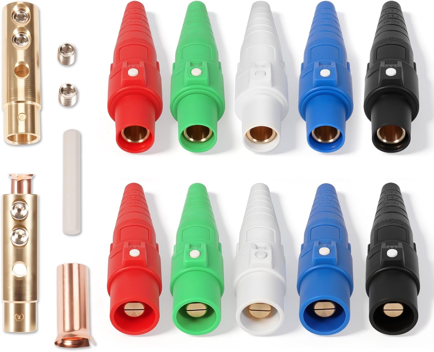 CLS40 400A Camlock Connector Set, 5 Pack Male & Female Cam Lock Fittings for Power Distro Cord, 2/0-4/0 AWG Cables, 600V Camlock Power Sockets with 5 Colors