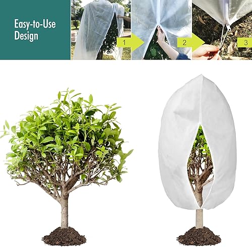 Miniatura 4 de Cubiertas para plantas, protección contra la congelación, 47 x 70 pulgadas, 2.1 onzasyd, mantas de tela gruesa con cordón reutilizable para plantas