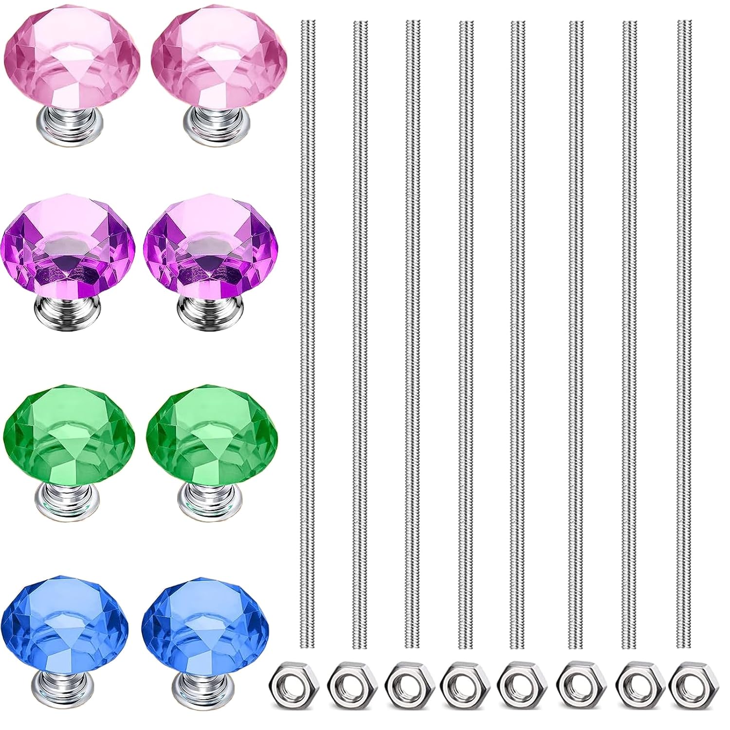 Threaded Rods & Studs, 8/32 Inch 4mm Threaded Rods with Hex Nuts, M4 304 Stainless Steel Fully Rod Threaded for Beaded Garden Stake Rods (24 Pcs,12 Inch)