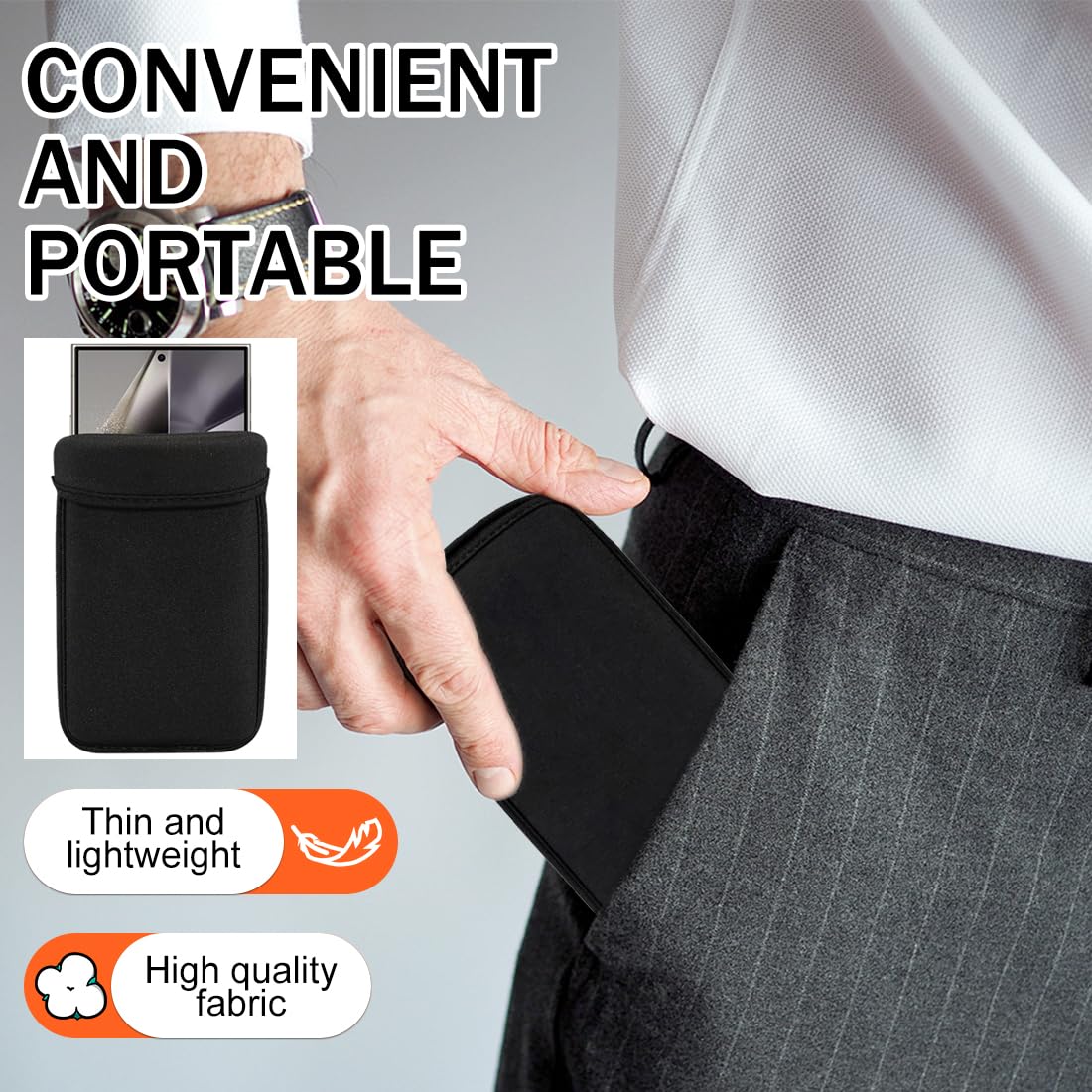 Calzini per cellulare,1 borsa impermeabile nera per telefono, custodia universale per telefono, custodia protettiva antiurto universale in neoprene
